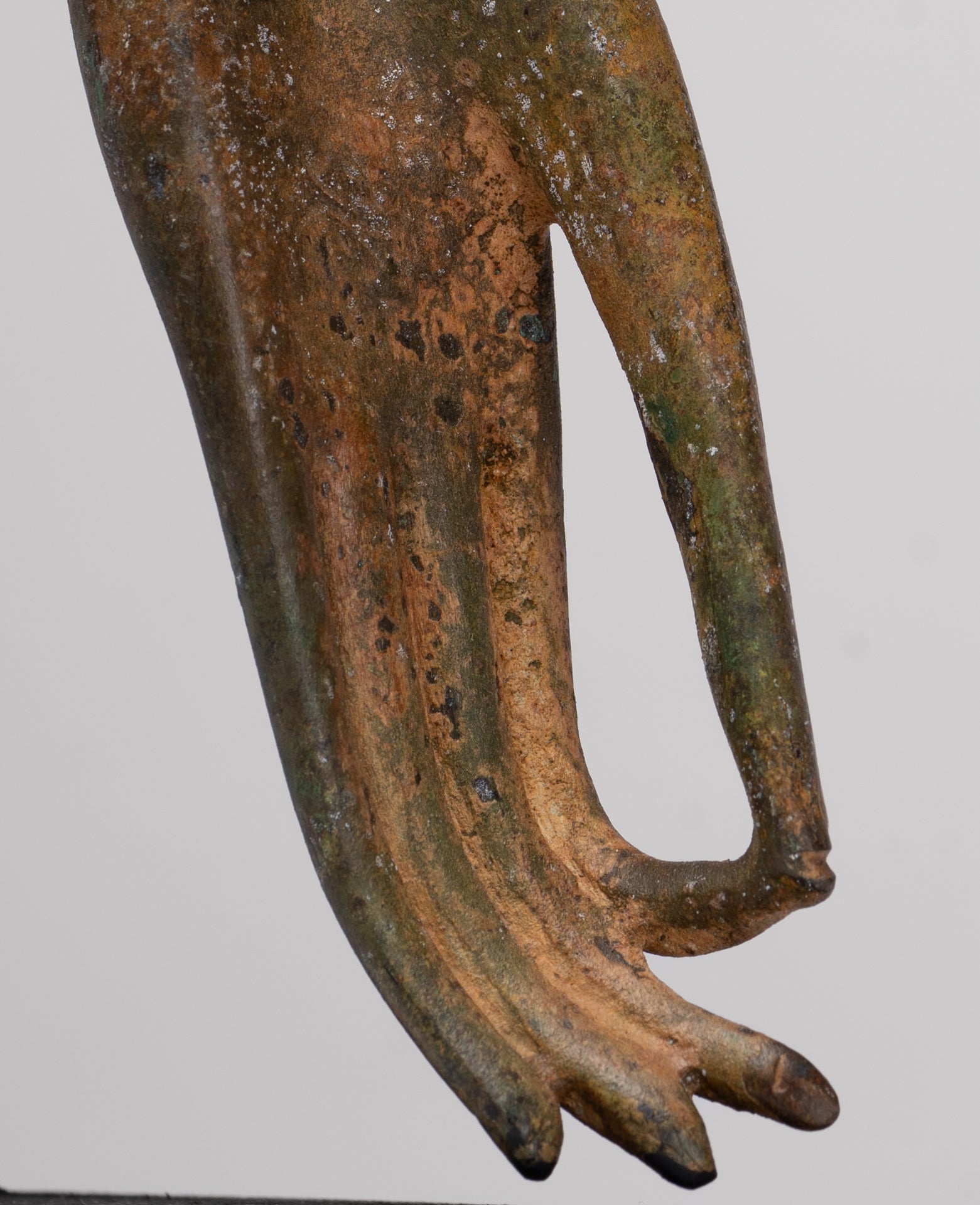 Mounted Antique Thai Style Southeast Asia Bronze Thai Teaching Hand - 19cm/8"