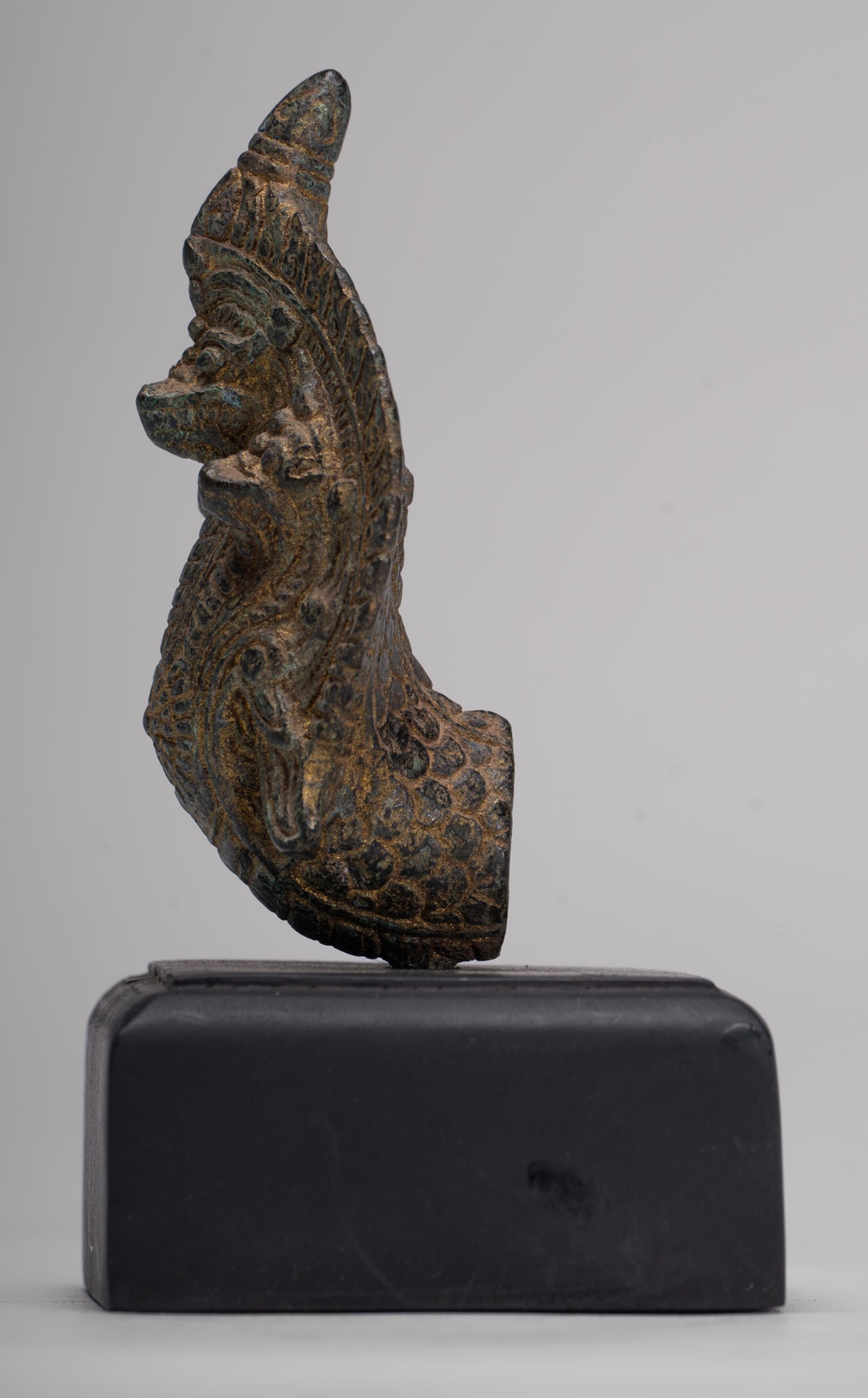Naga Statue - Antique Khmer Style Bronze Protective Naga, Snake or Serpent Statue - 14cm/6"