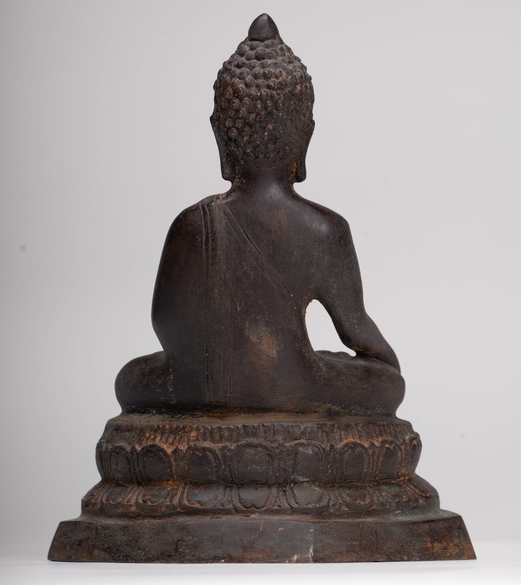 Buddha Statue - Antique Thai Style Bronze Chiang Saen Enlightenment Buddha Statue - 23cm/9"