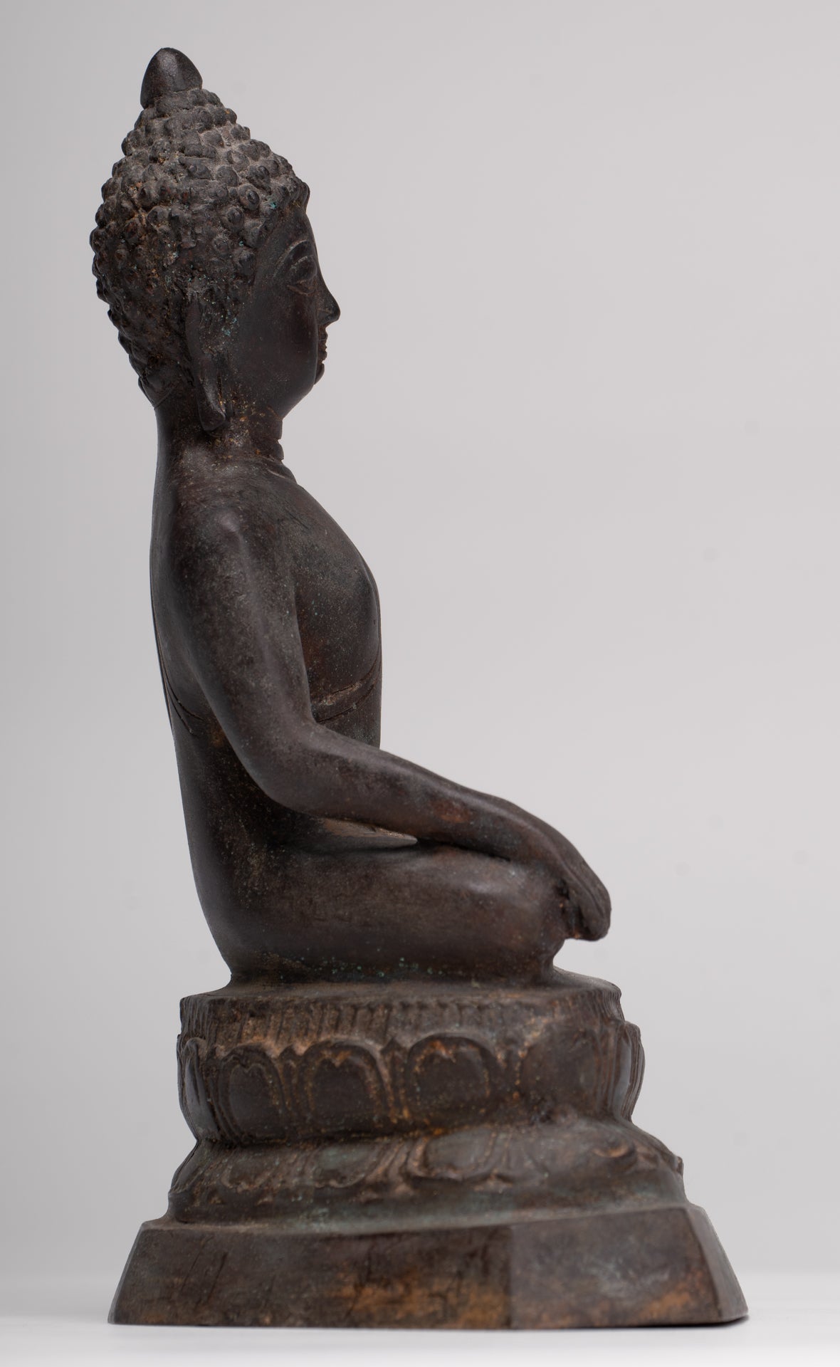 Buddha Statue - Antique Thai Style Bronze Chiang Saen Enlightenment Buddha Statue - 23cm/9"