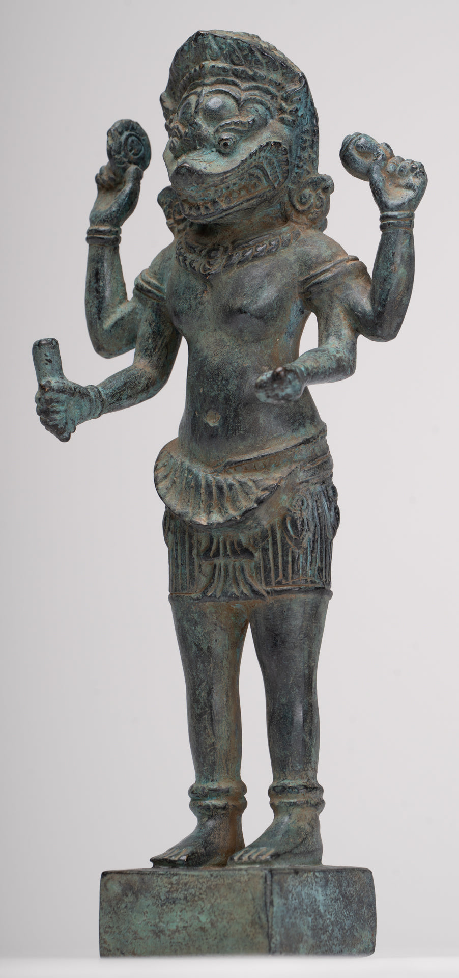 Bronzo in stile Khmer antico - Avatar Vishnu - Narasimha o Narasingh - 25 cm/10 "