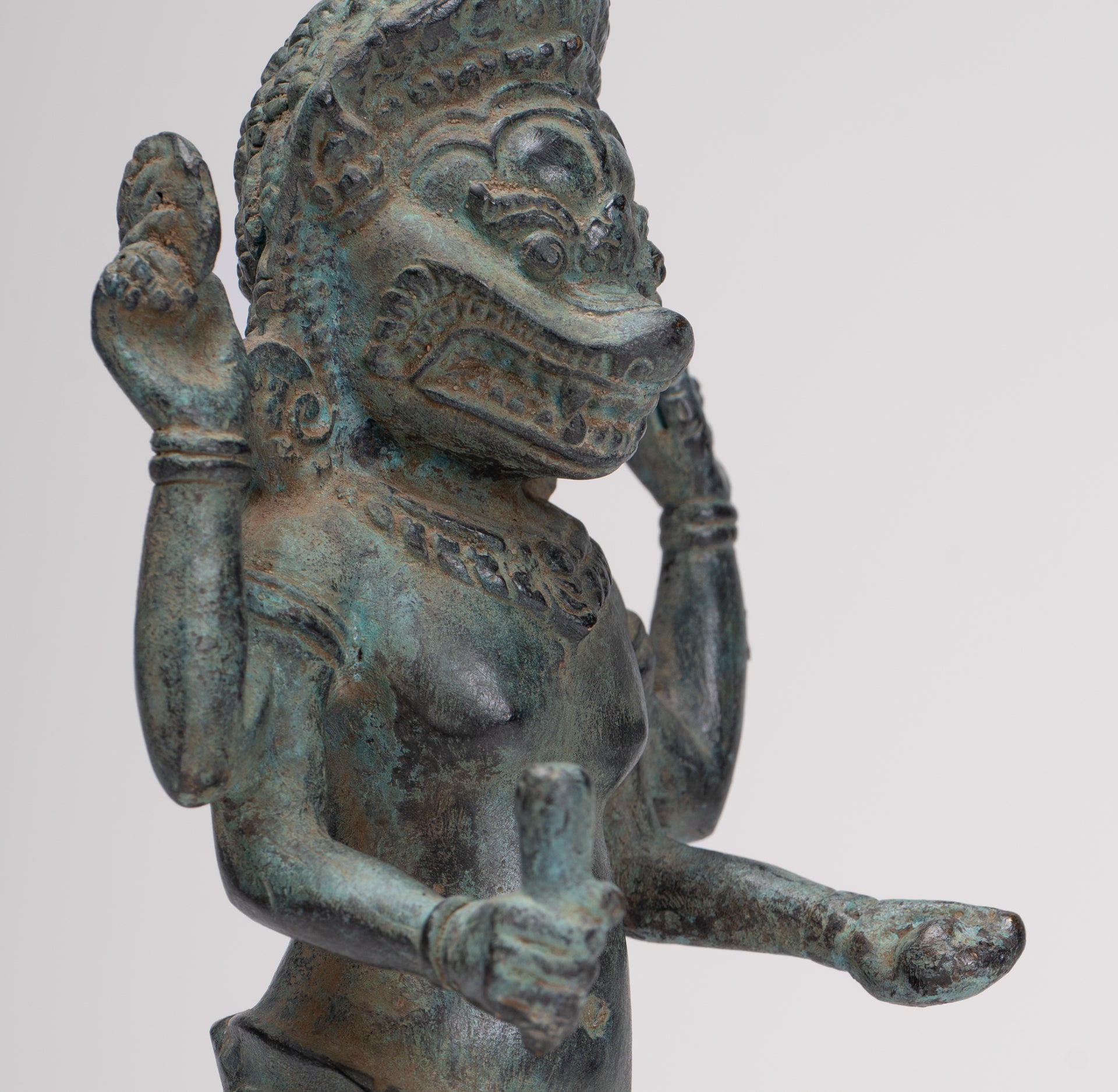 Antique Khmer Style Bronze - Vishnu Avatar - Narasimha or Narasingh - 25cm/10"