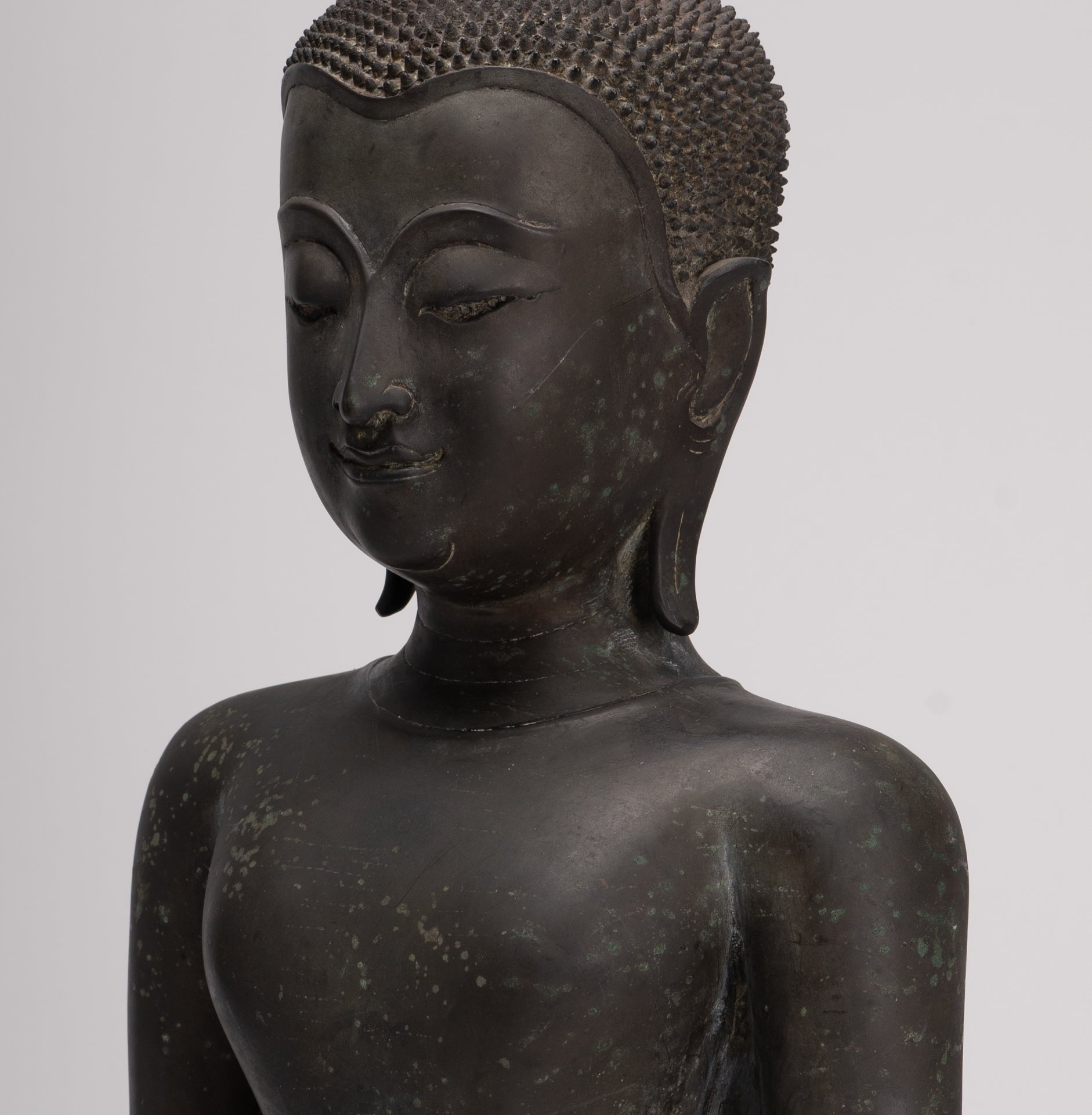 Buddha Statue - Antique U Thong Style Bronze Enlightenment Buddha Torso - 65cm/26"