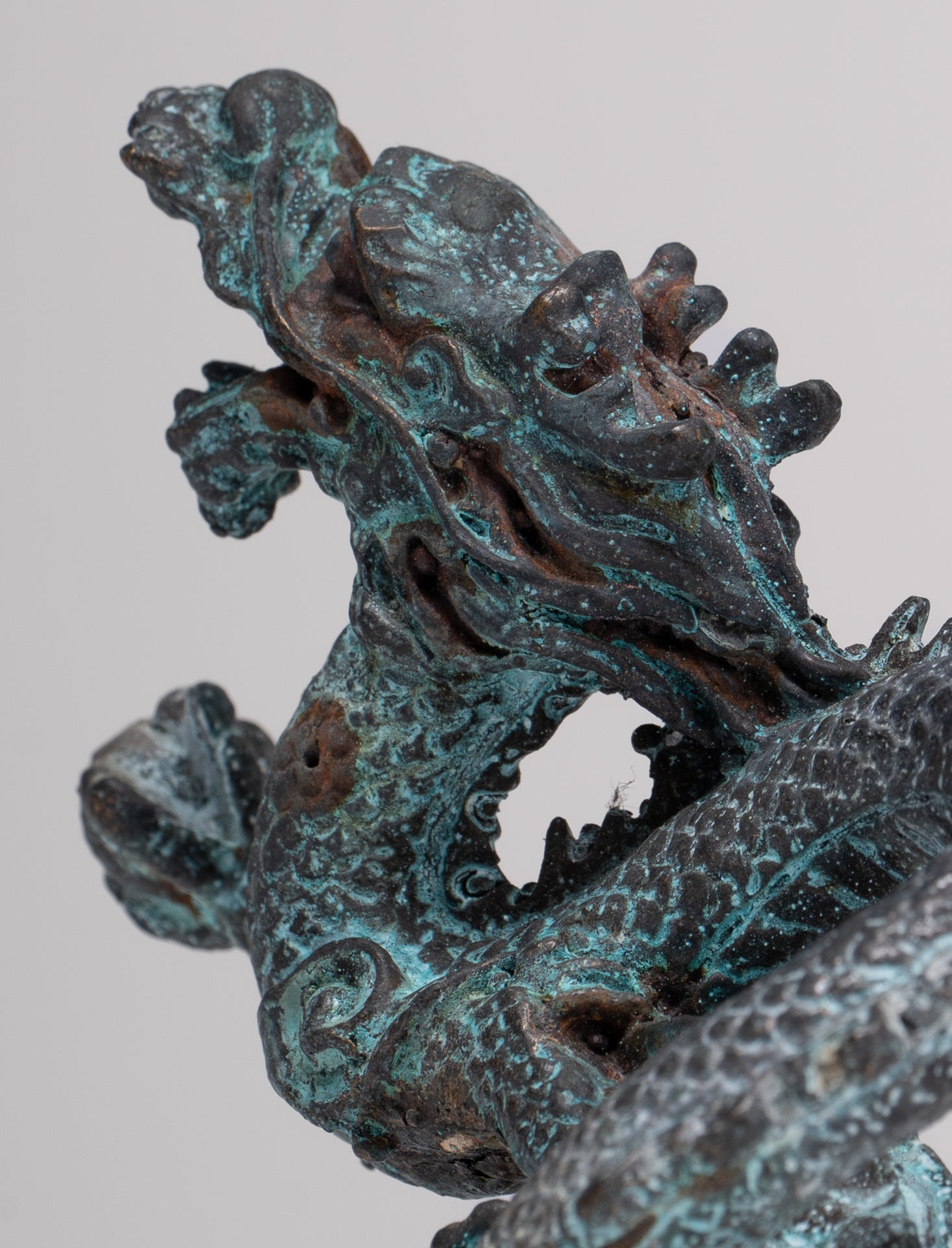 Chinese Dragon - Antique Chinese Style Bronze Dragon Statue - 10cm/4"