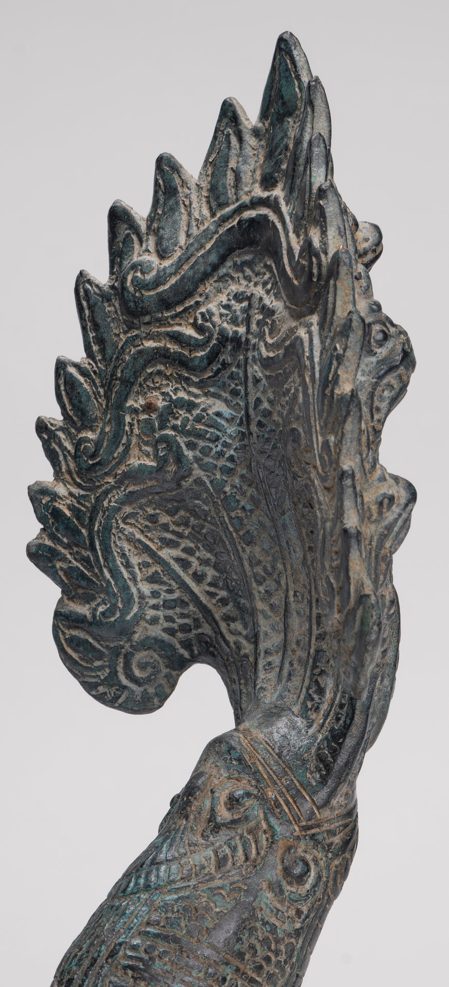 Naga Statue - Antique Khmer Style Bronze Protective Naga, Snake or Serpent Statue - 32cm/13"