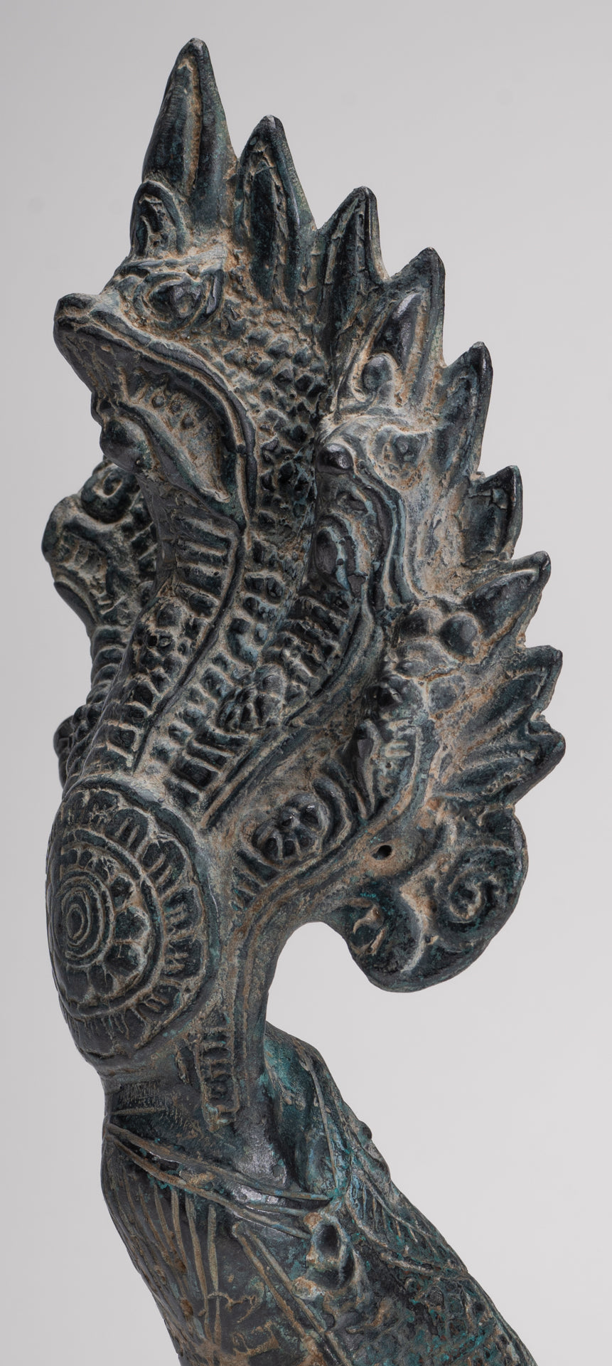 Naga Statue - Antique Khmer Style Bronze Protective Naga, Snake or Serpent Statue - 32cm/13"