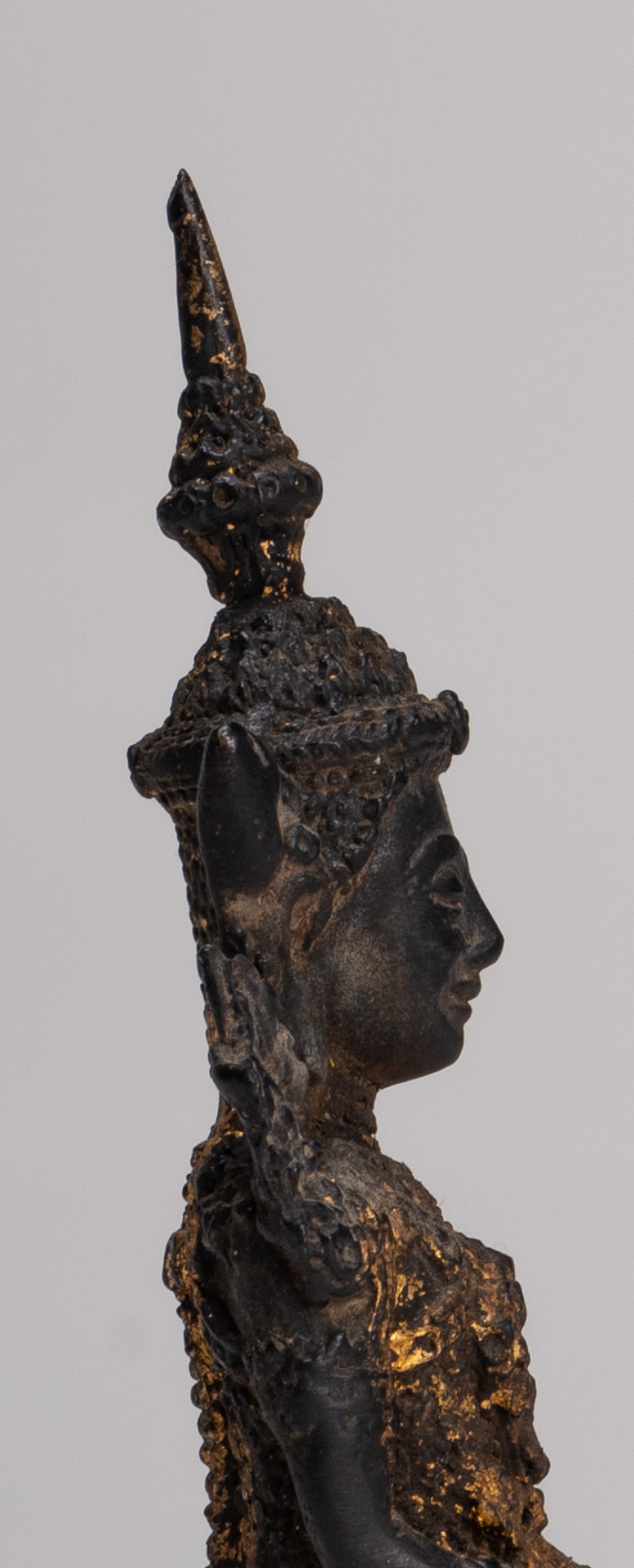 Buddha Statue - Seated Antique Thai Style Bronze Wednesday Evening Buddha - 16cm/6"