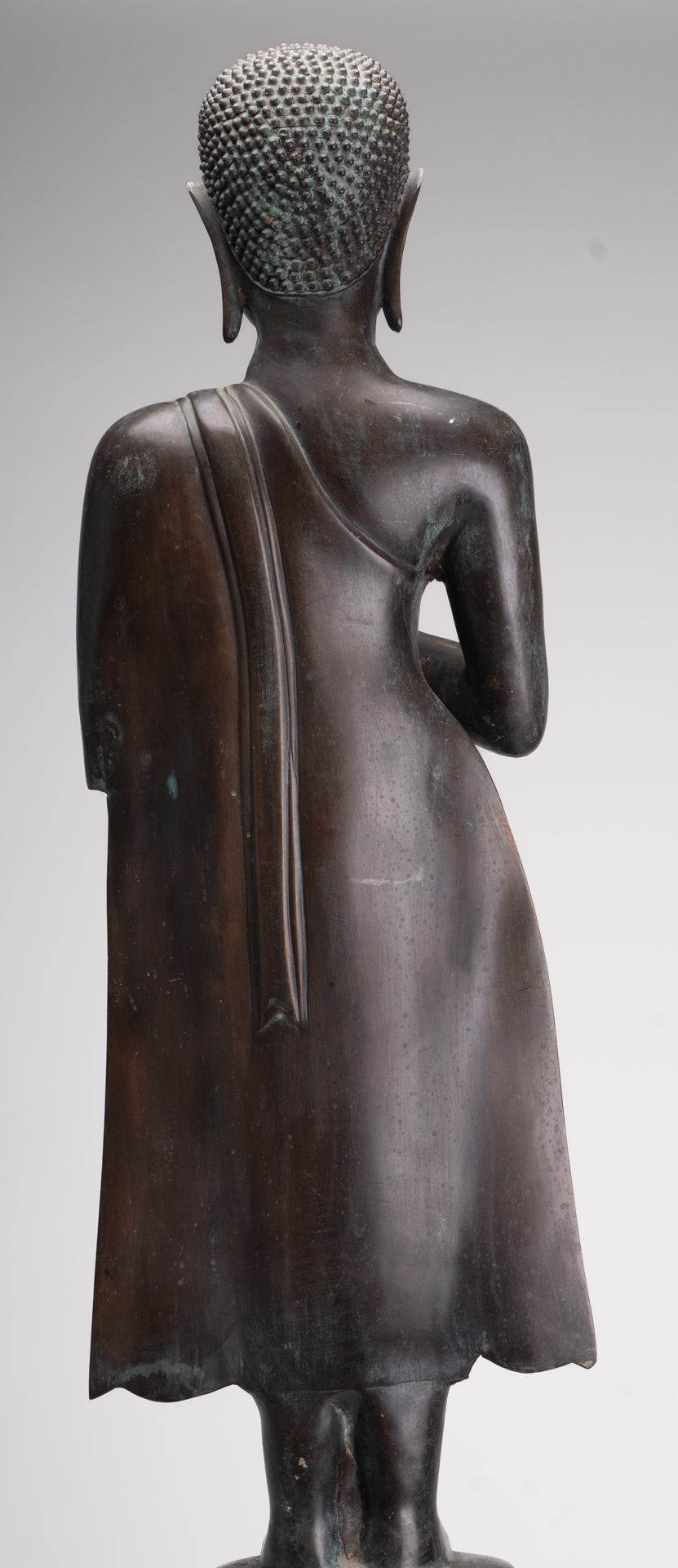 Antique Thai Style Standing Wood Adoration Standing Monk Statue - 100cm/40"