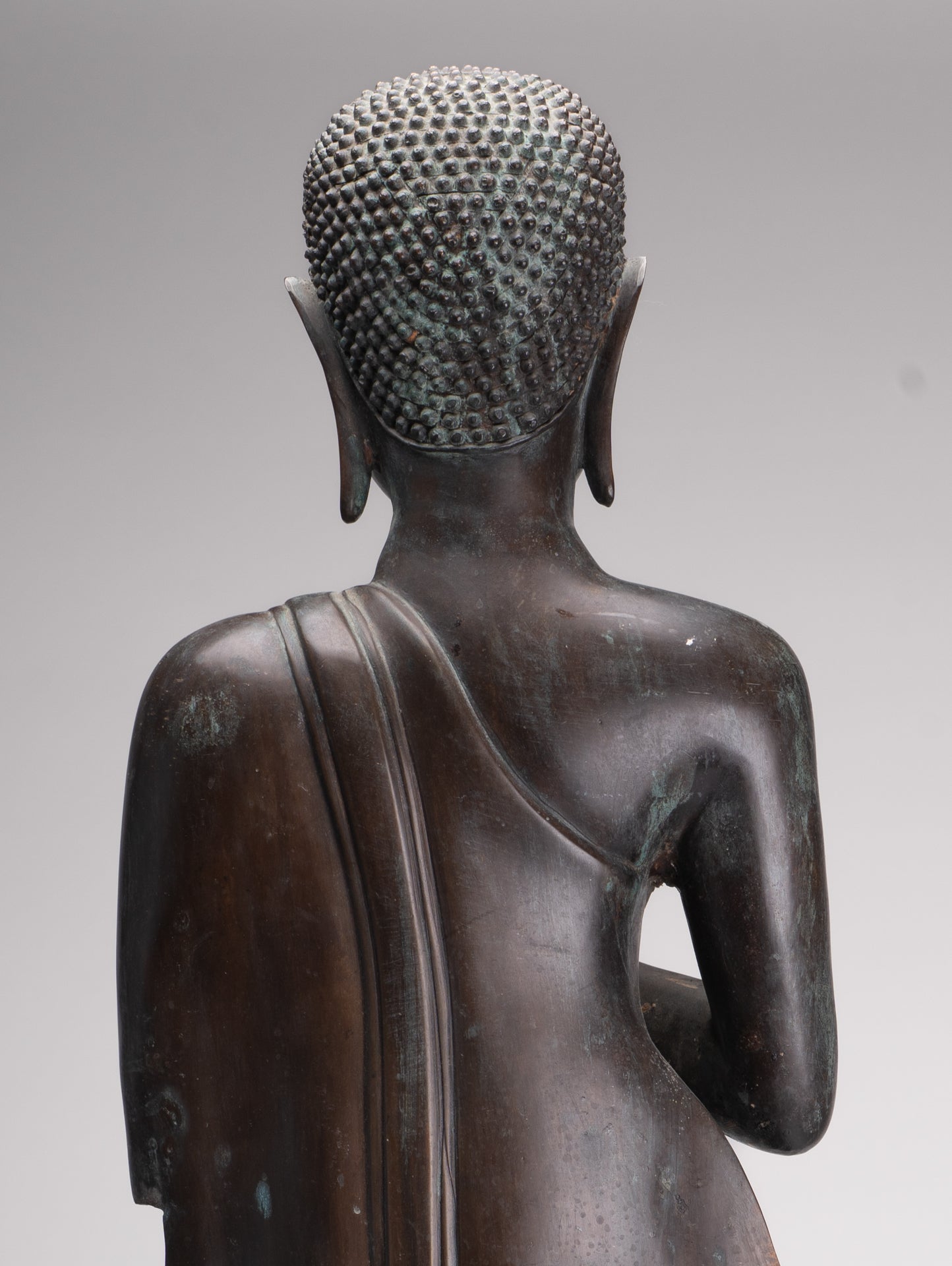 Antique Thai Style Standing Wood Adoration Standing Monk Statue - 100cm/40"