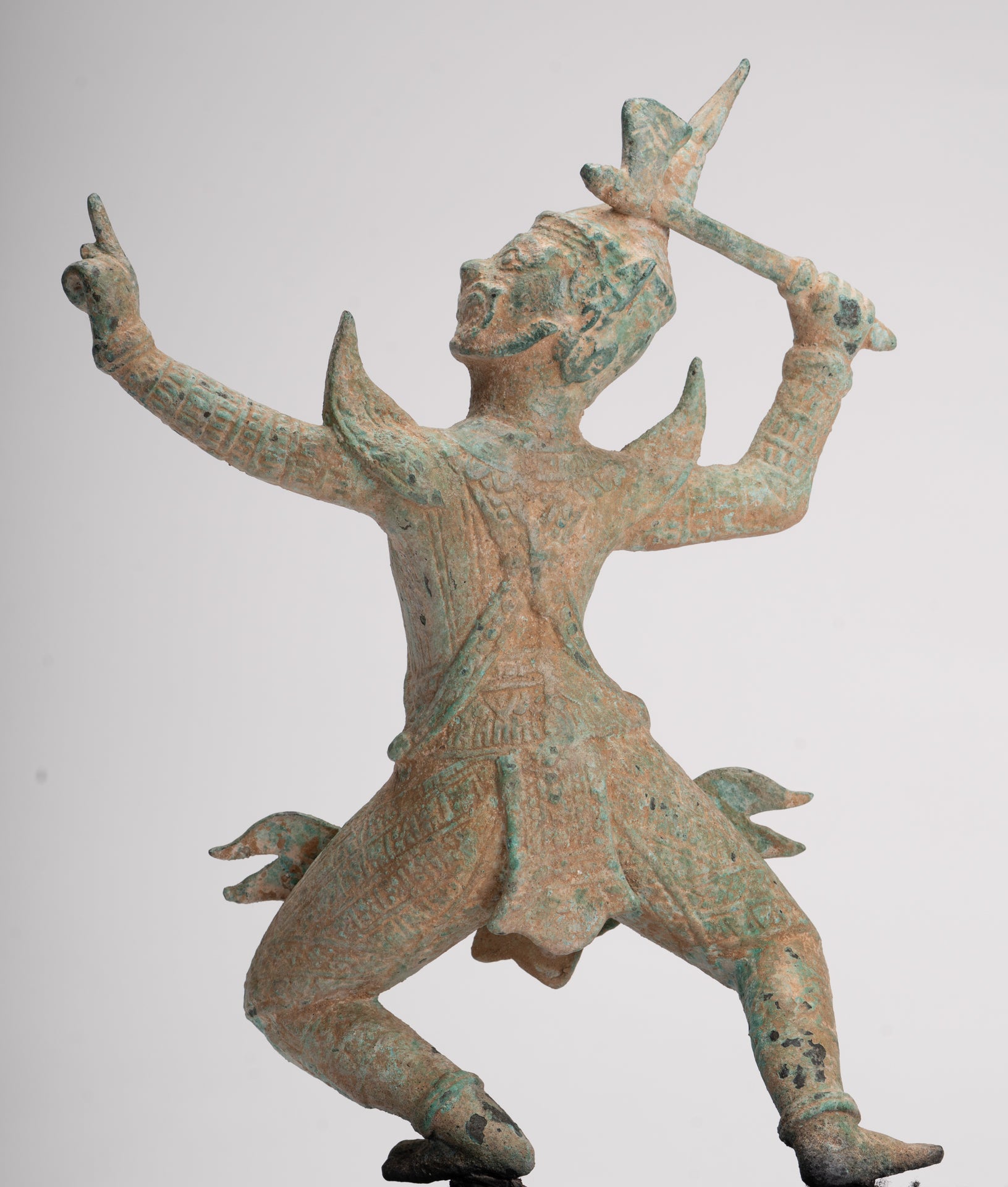 Antique Khmer Style Standing Bayon Hindu God Hanuman Statue - 31cm/12" Tall