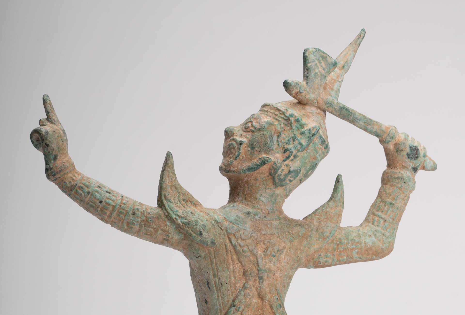 Antique Khmer Style Standing Bayon Hindu God Hanuman Statue - 31cm/12" Tall