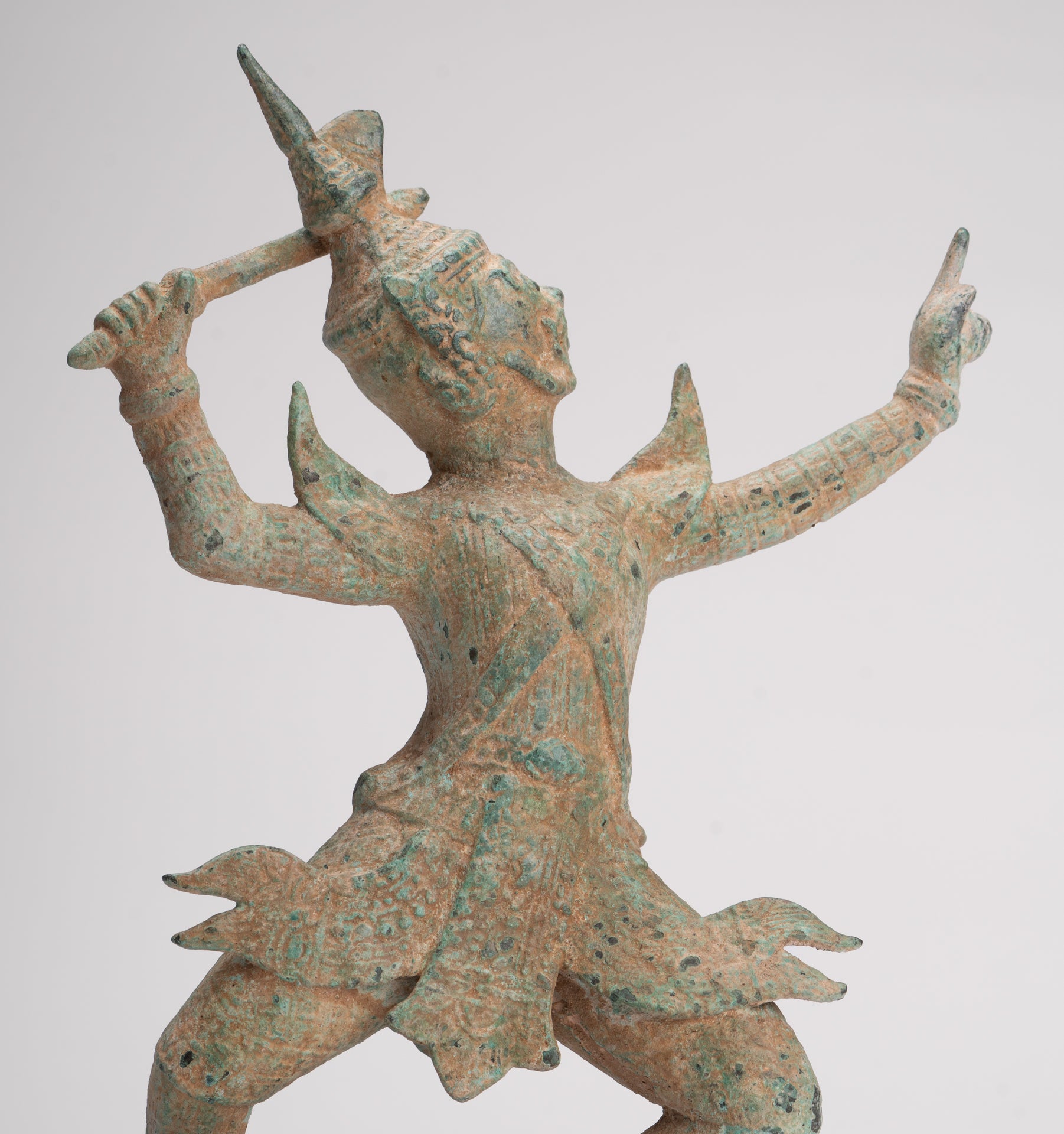 Antique Khmer Style Standing Bayon Hindu God Hanuman Statue - 31cm/12" Tall