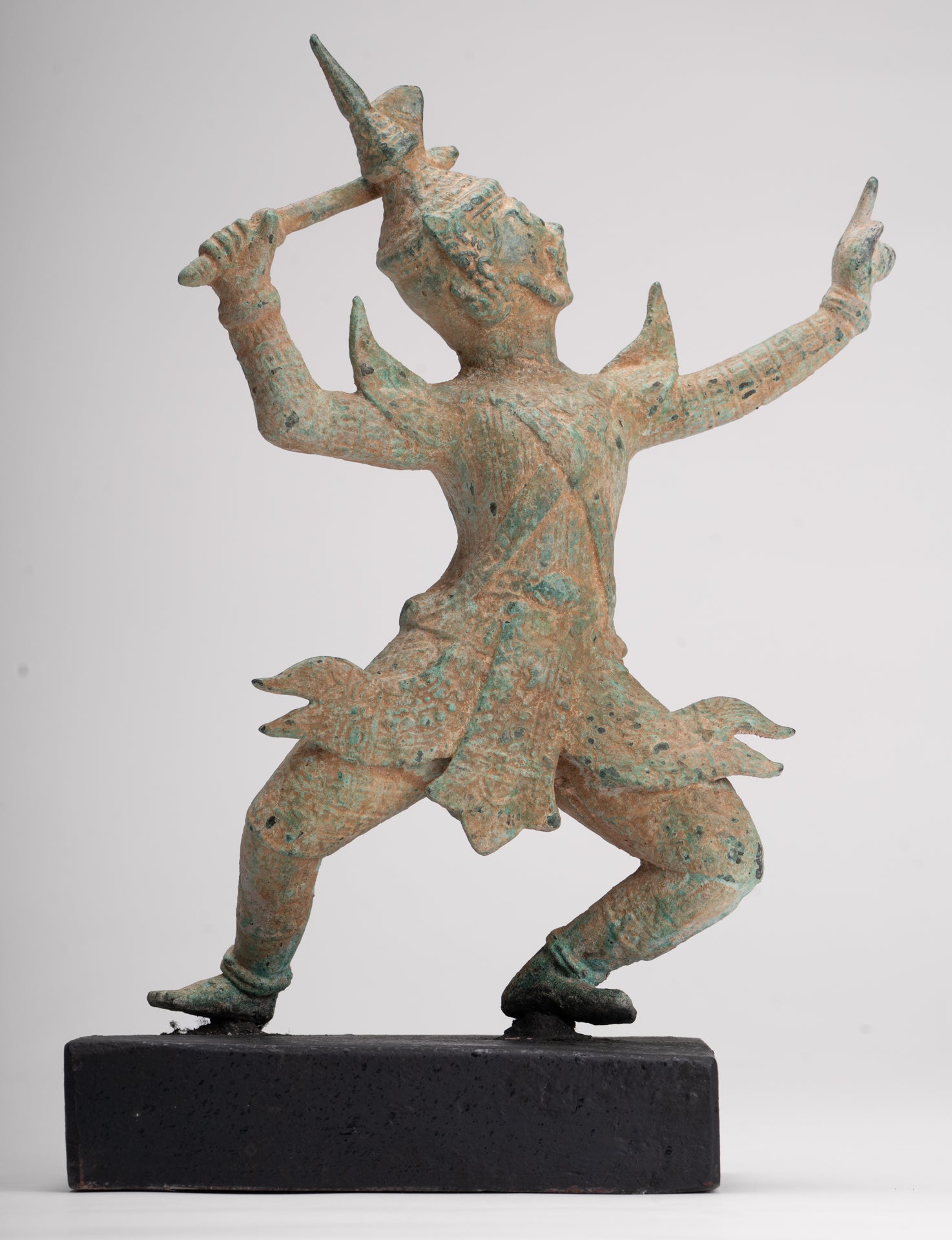 Antique Khmer Style Standing Bayon Hindu God Hanuman Statue - 31cm/12" Tall