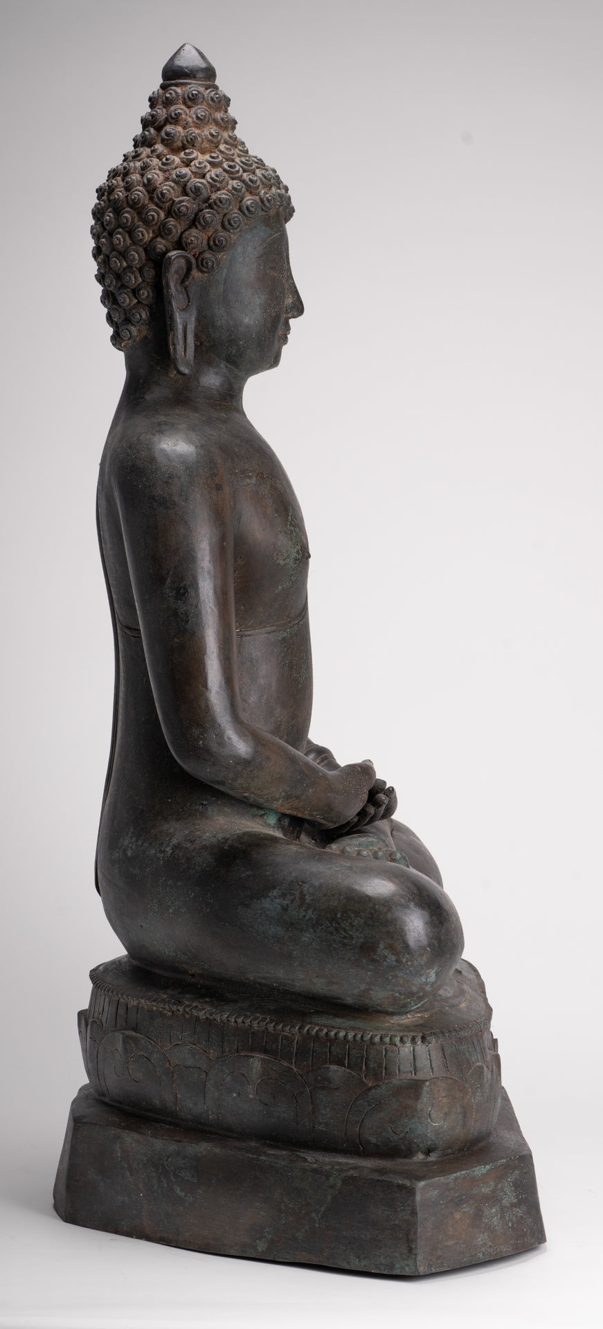 Large Buddha Statue - Antique Thai Style Bronze Chiang Saen Meditation Buddha Statue - 81cm/32"