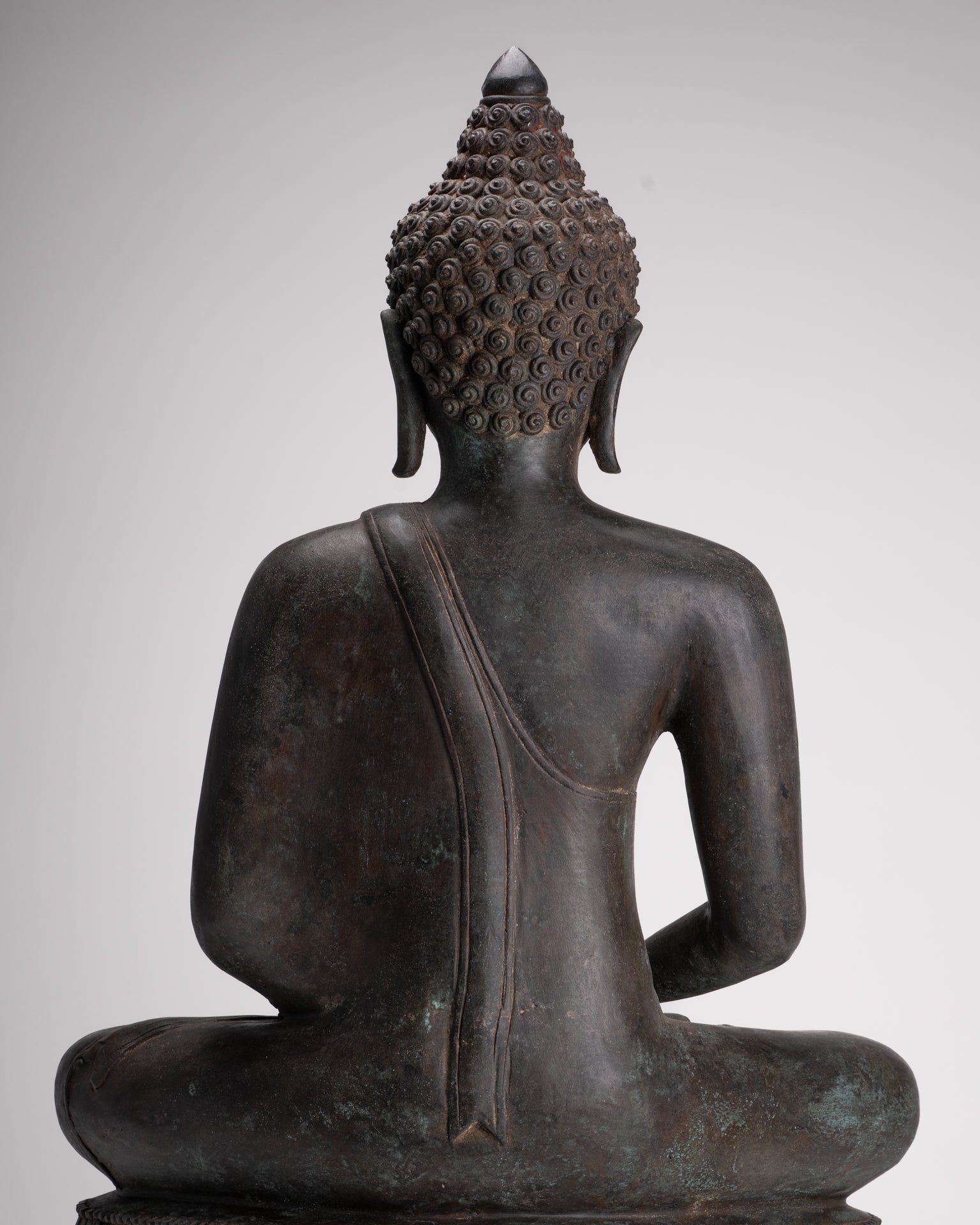 Large Buddha Statue - Antique Thai Style Bronze Chiang Saen Meditation Buddha Statue - 81cm/32"