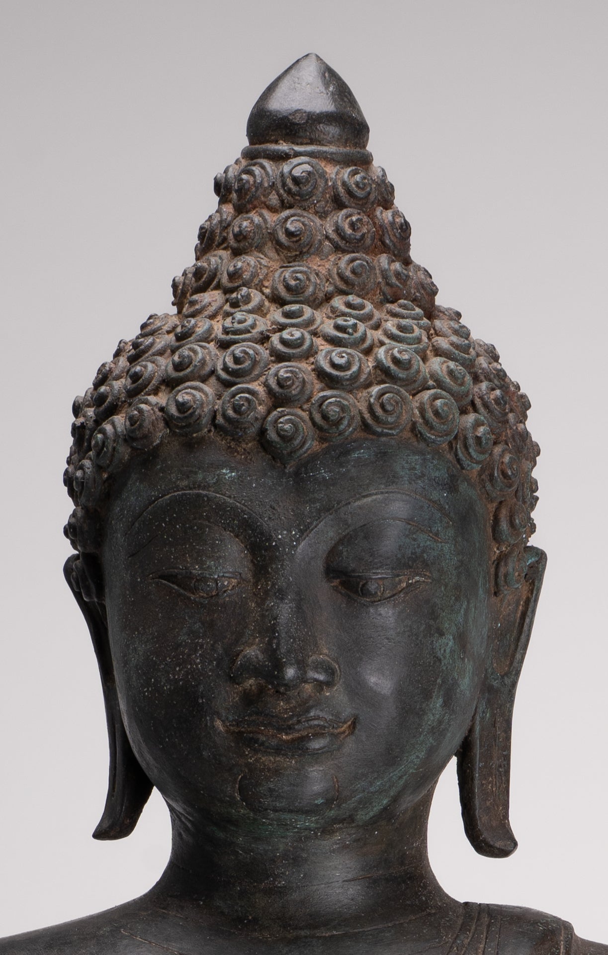 Large Buddha Statue - Antique Thai Style Bronze Chiang Saen Meditation Buddha Statue - 81cm/32"