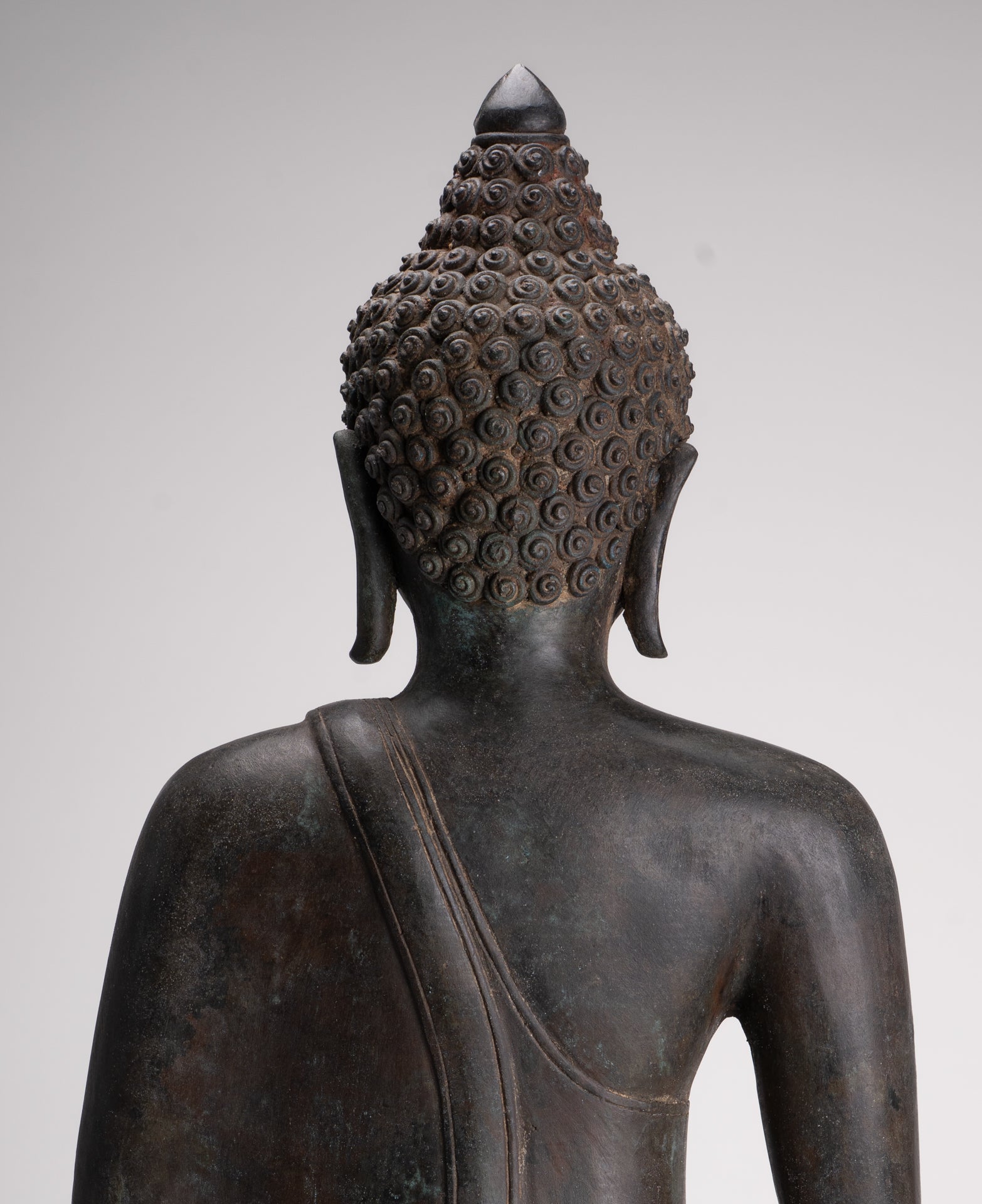 Large Buddha Statue - Antique Thai Style Bronze Chiang Saen Meditation Buddha Statue - 81cm/32"