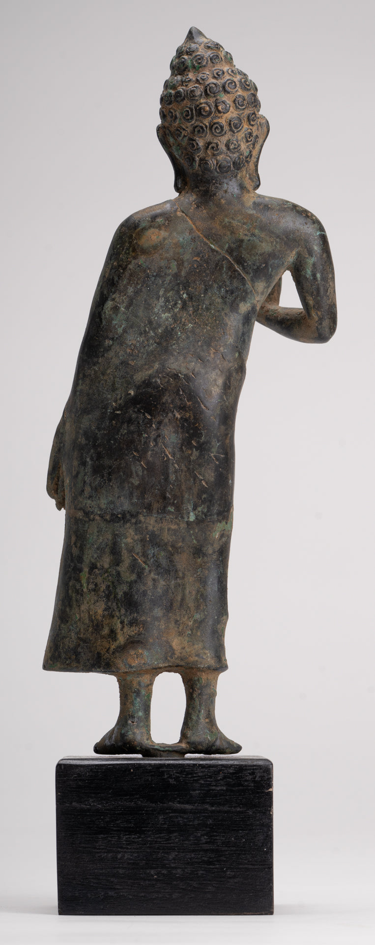 Buddha Statue - Antique Thai Style Standing Bronze Mon Dvaravati Teaching Buddha Statue - 32cm/13"