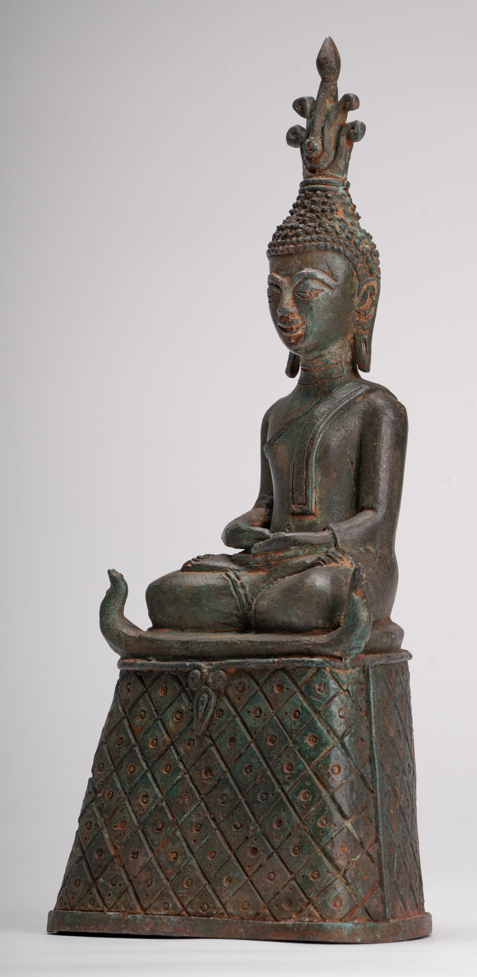 Buddha Statue - Seated Antique Laos Style Meditation Buddha Statue - 26cm/10"