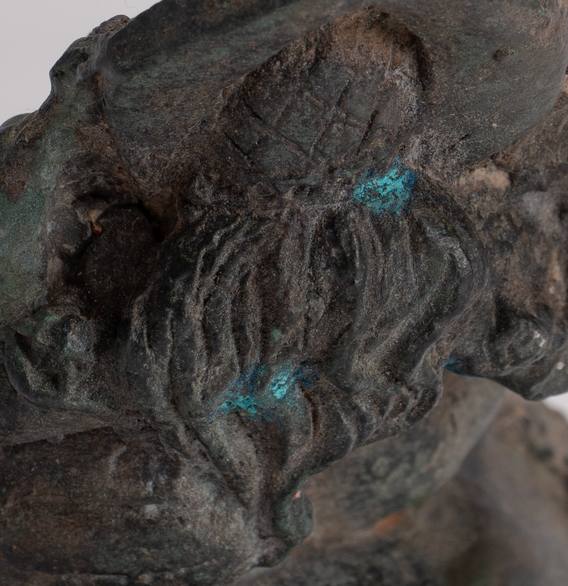 Ganesha Statue - Antique Thai Style Bronze Ganesha Statue Sat on Conch - 10cm/4"