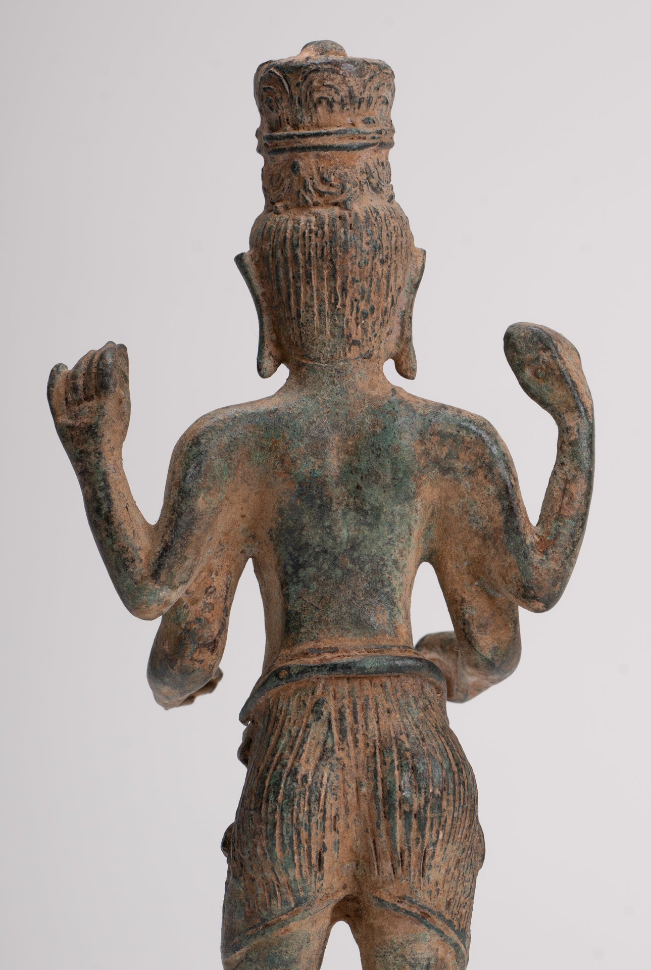 Vishnu Statue - Antique Phnom Da Style Khmer Standing Bronze Vishnu - 20.5cm/8"