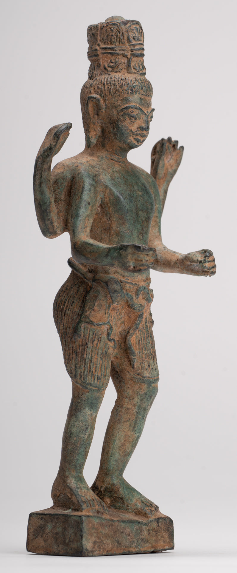 Vishnu Statue - Antique Phnom Da Style Khmer Standing Bronze Vishnu - 20.5cm/8"