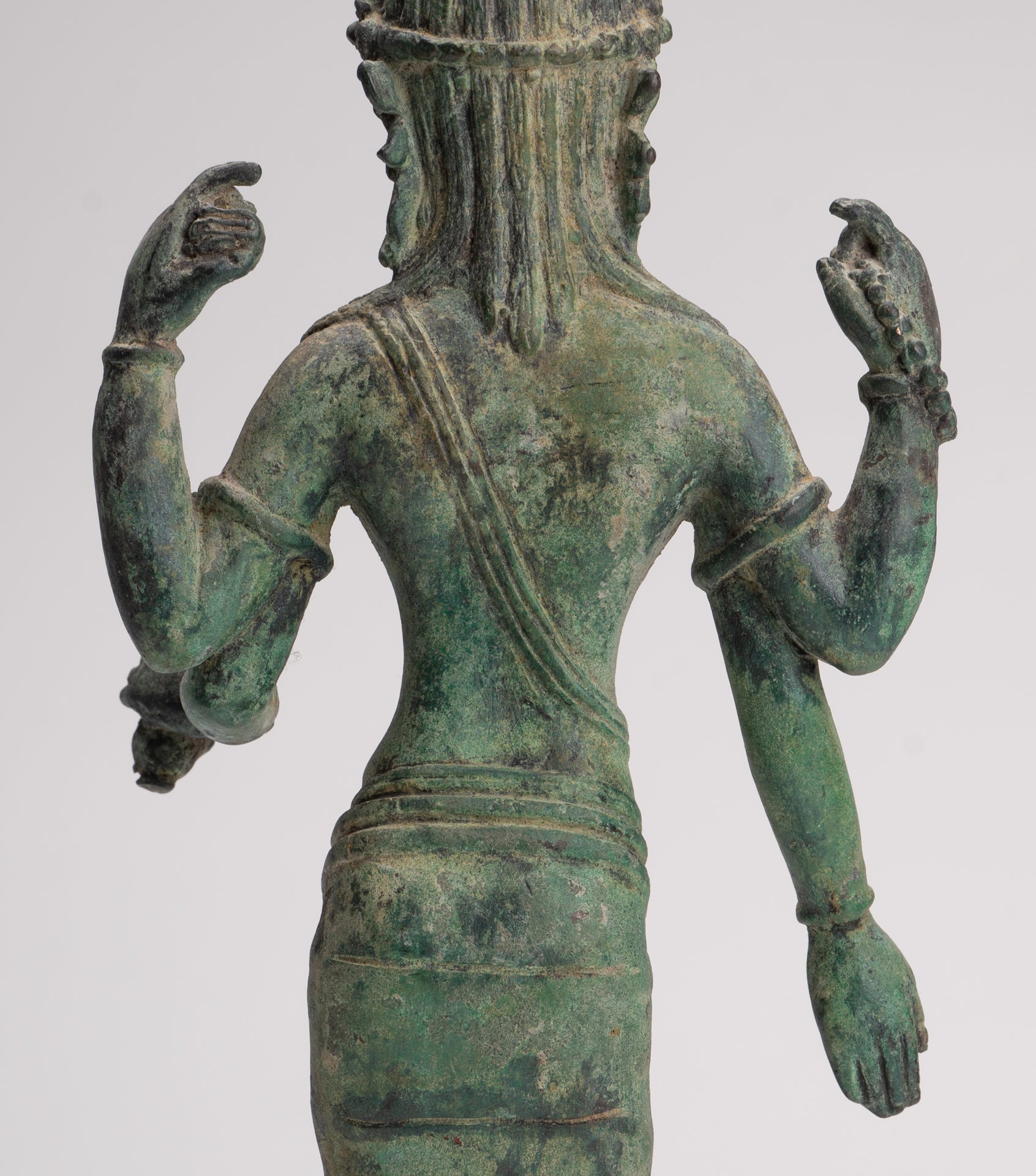 Lokeshvara - Antique Khmer Style Standing Bronze Lokeshvara Statue - 35cm/14"