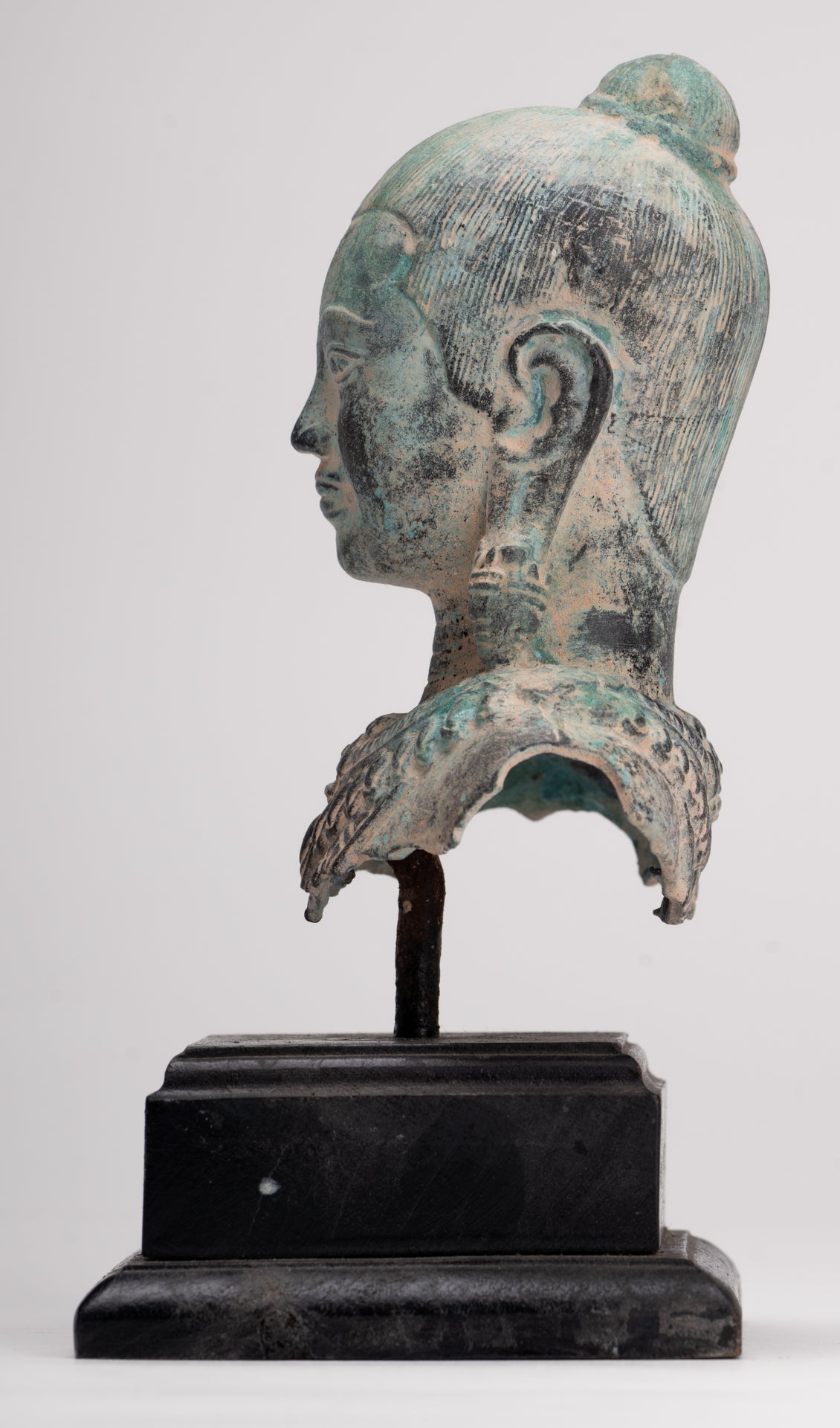 Antique Khmer Style Seated Bronze Meditation Jayavarman VII Statue - 19.5cm/8"