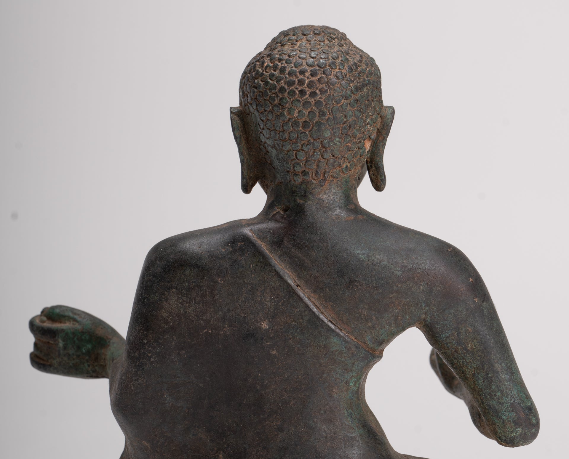 Buddha Statue - Antique Sri Lanka Style Seated Bronze Teaching Buddha Statue - 16cm/6"