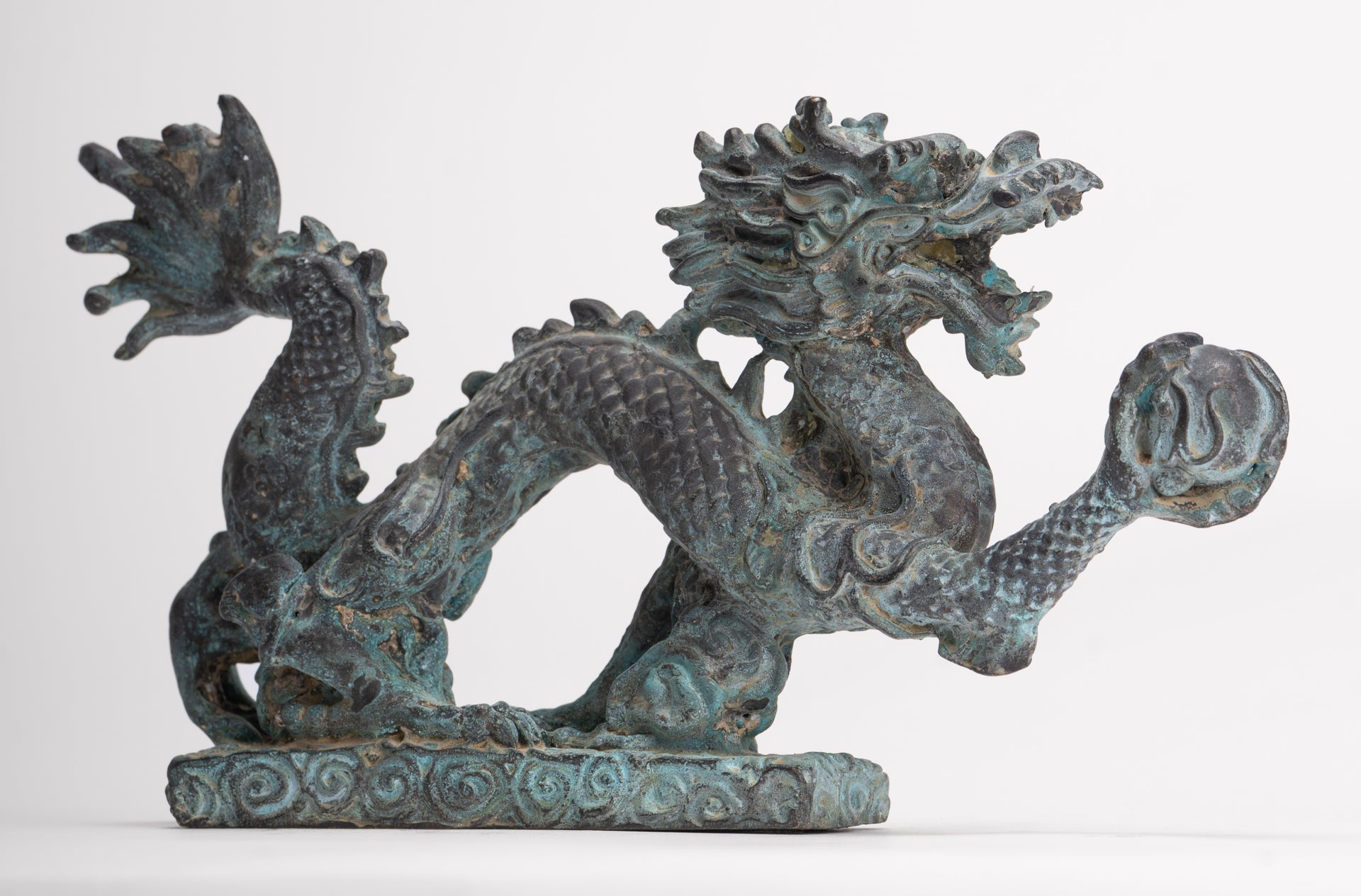 Antique Chinese Style Bronze Chinese Dragon Statue - 12cm/5"