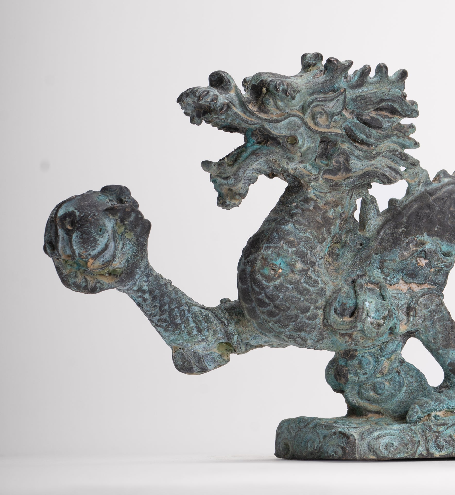 Antique Chinese Style Bronze Chinese Dragon Statue - 12cm/5"