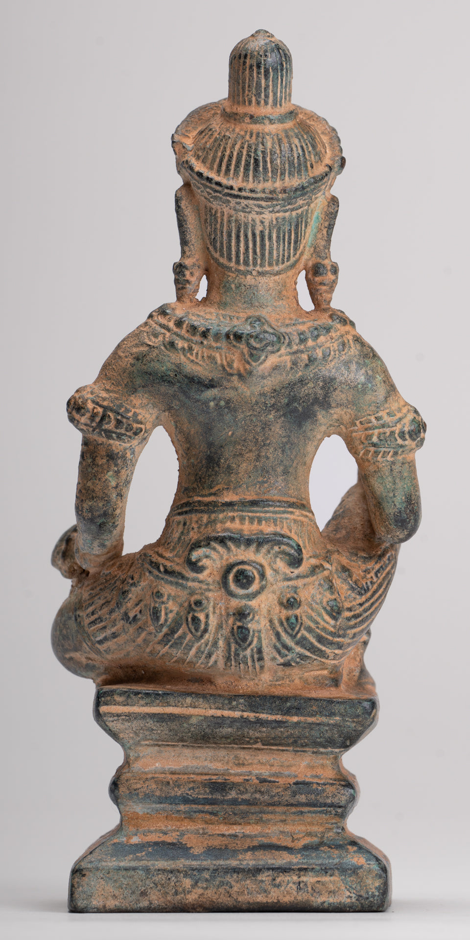 Vishnu Statue - Antique Baphuon Style Bronze Seated Khmer Vishnu Statue - 18cm / 7"