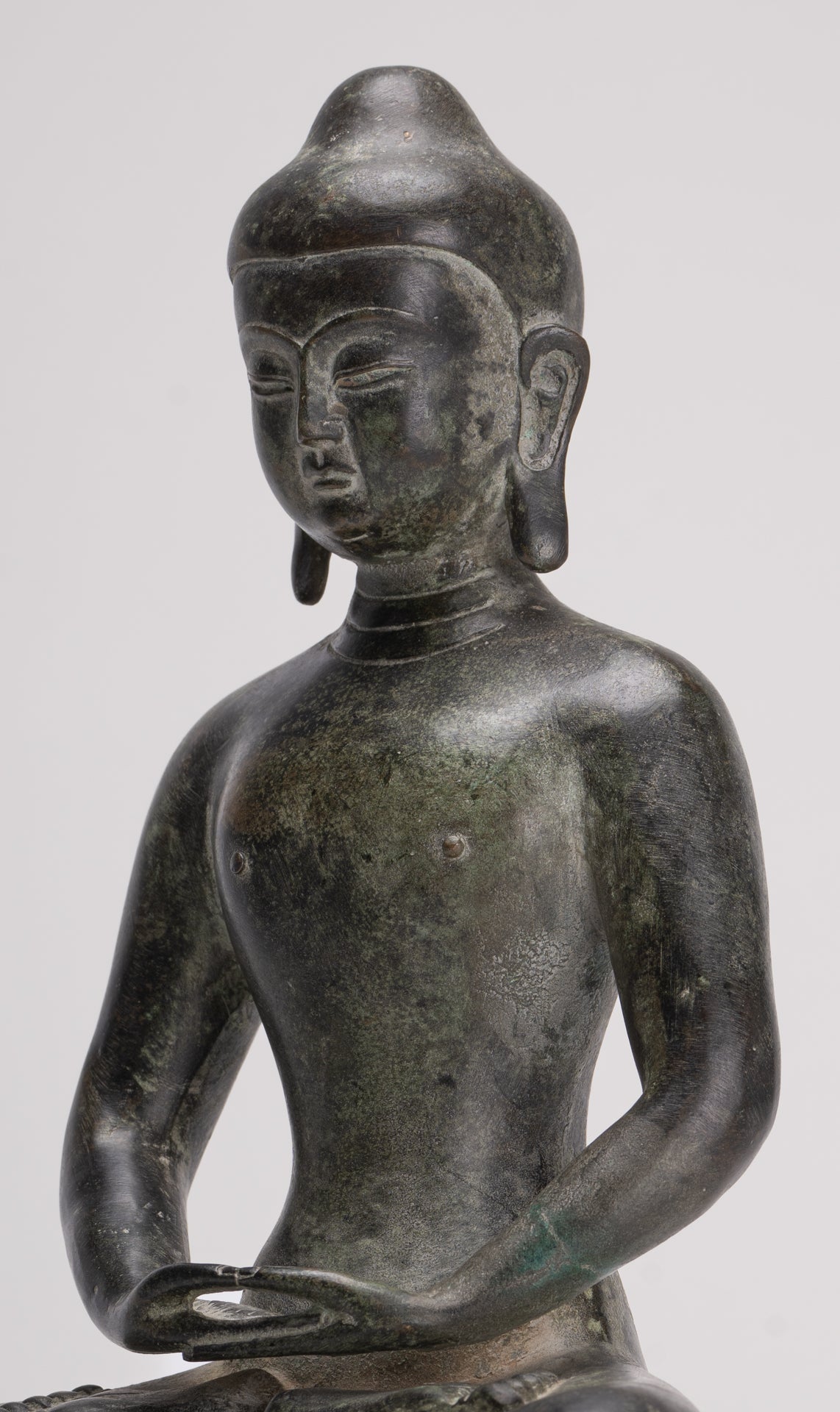 Antique Japanese Style Bronze Seated Meditation Amitabha Buddha Statue - 28cm/11"