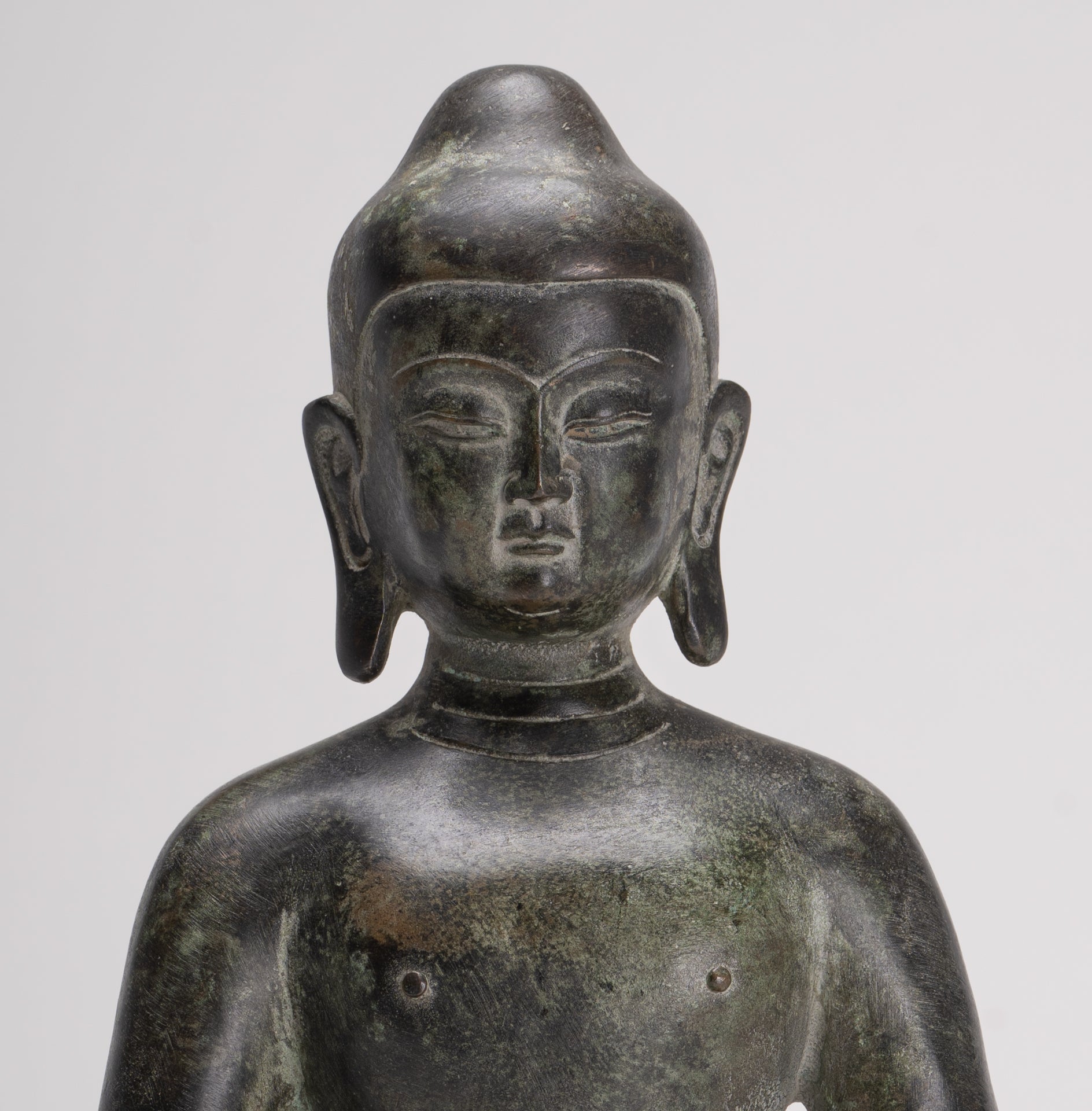 Antique Japanese Style Bronze Seated Meditation Amitabha Buddha Statue - 28cm/11"