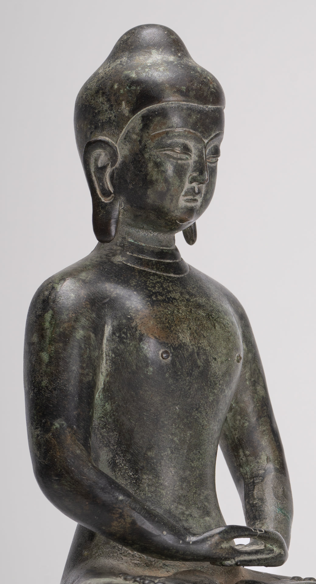 Antique Japanese Style Bronze Seated Meditation Amitabha Buddha Statue - 28cm/11"