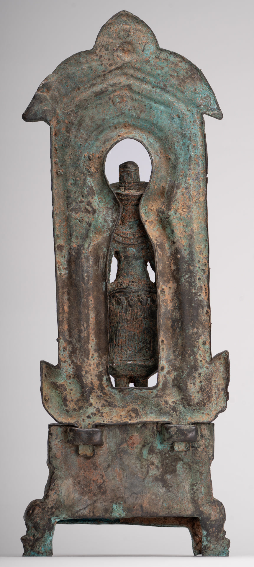 Antique Lopburi Style Thai Bronze Enthroned Vishnu Statue - 40cm/16"