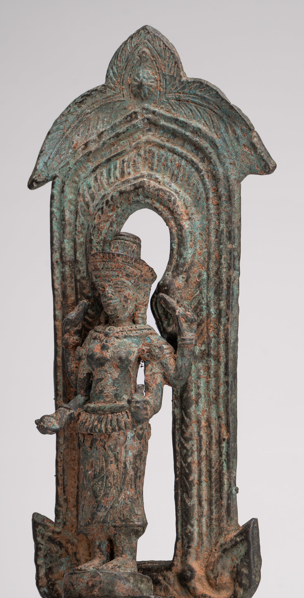 Antique Lopburi Style Thai Bronze Enthroned Vishnu Statue - 40cm/16"