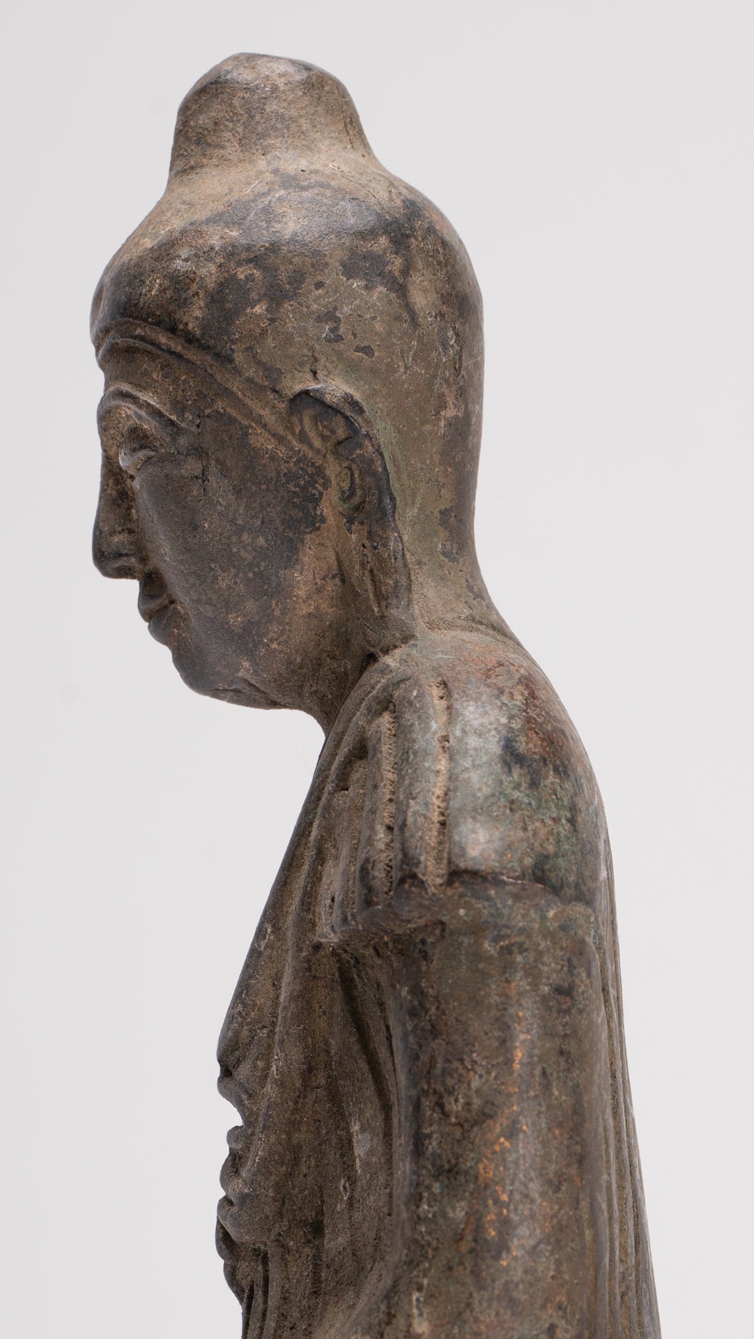 Buddha Statue - Antique Japanese Style Seated Bronze Enlightenment Buddha Statue - 23cm/9"