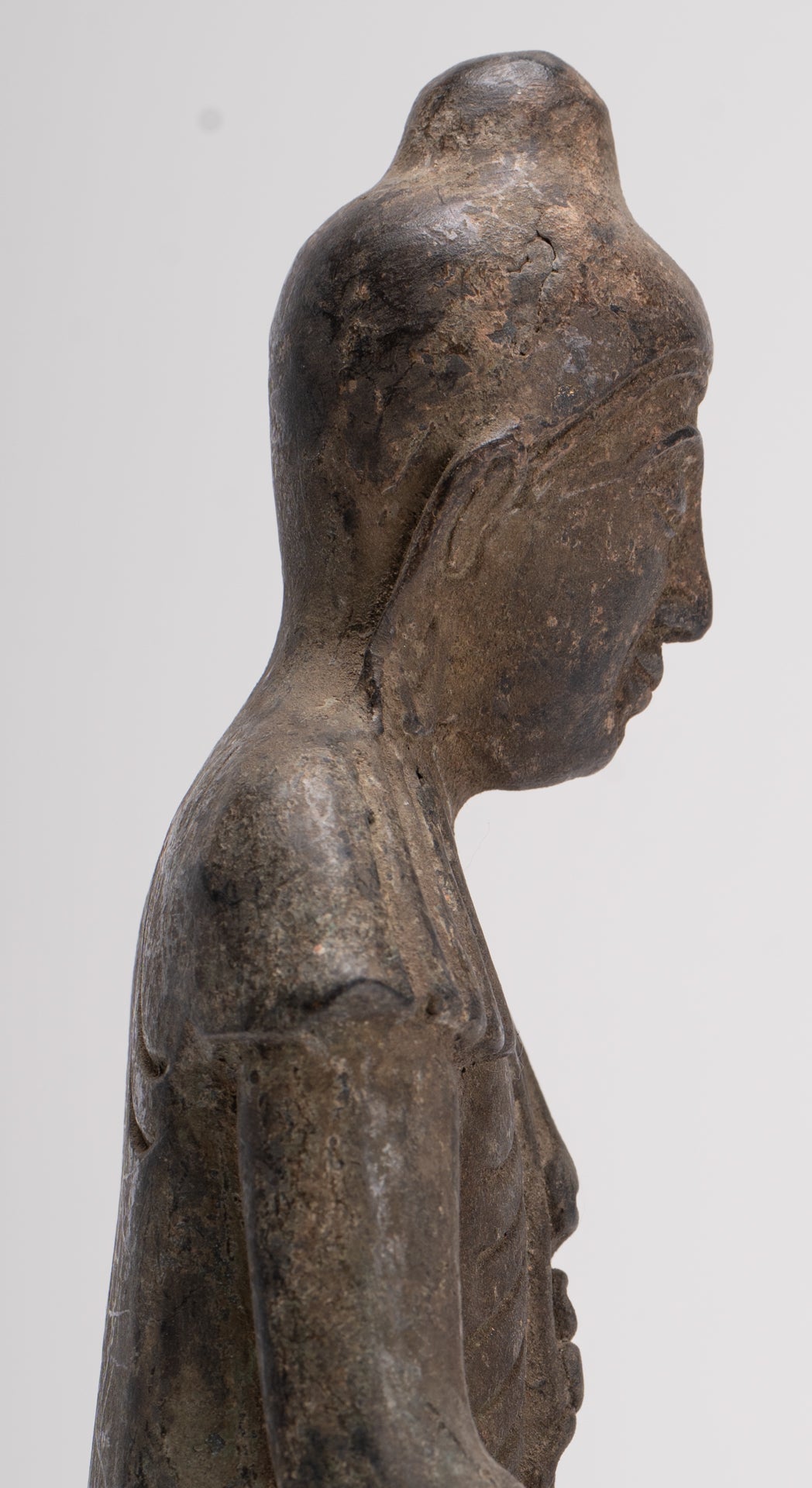 Buddha Statue - Antique Japanese Style Seated Bronze Enlightenment Buddha Statue - 23cm/9"