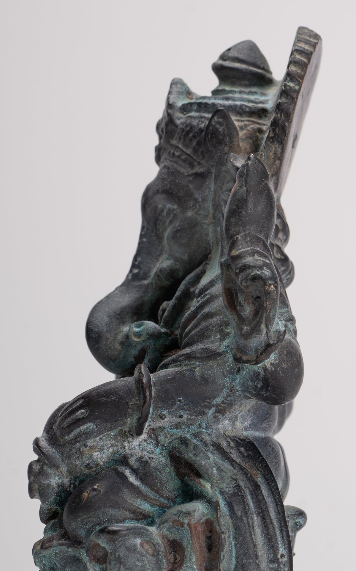 Ganesha Statue - Antique Thai Style Bronze Seated 4-Arm Vara Ganapati Statue - 15.5cm/6"