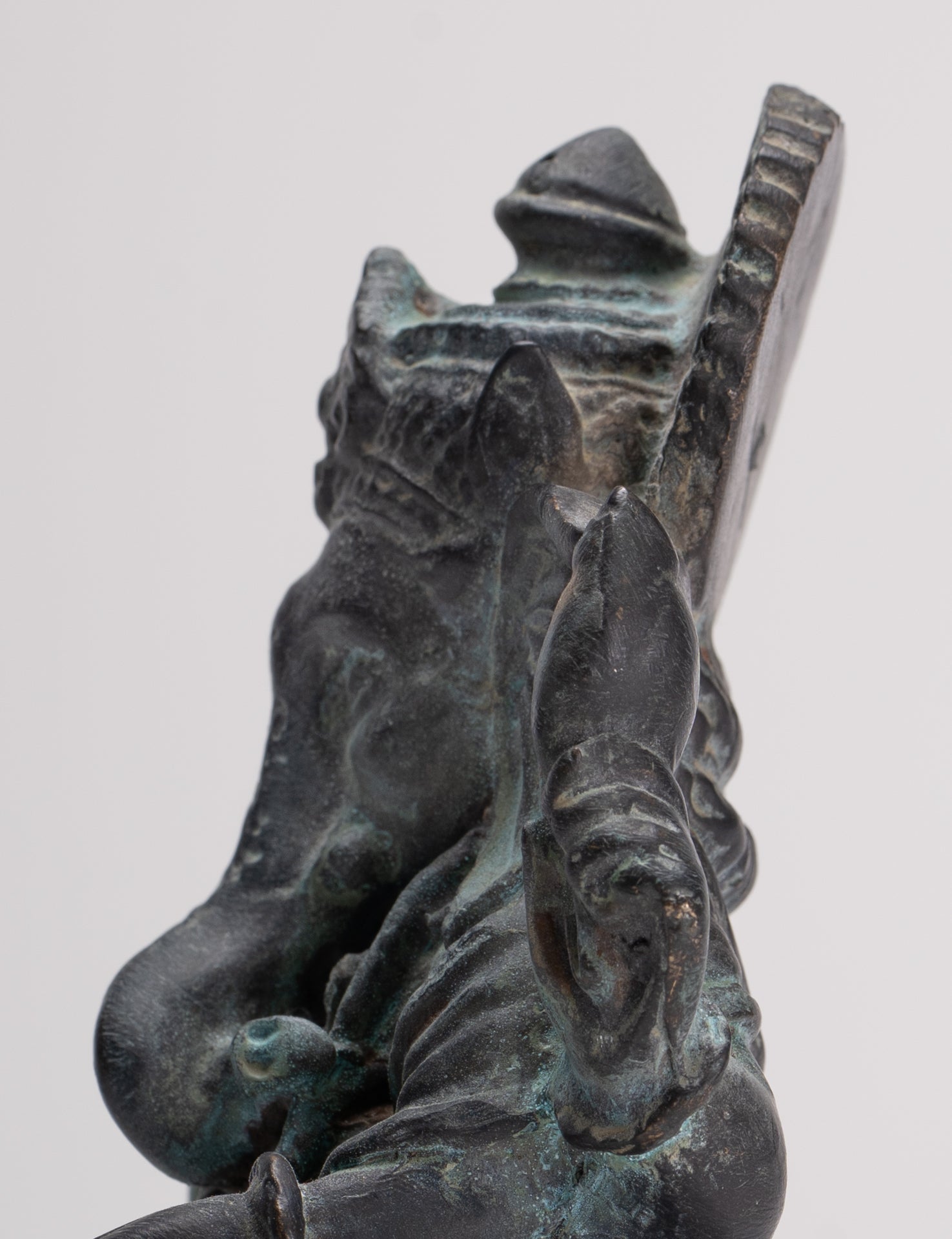 Ganesha Statue - Antique Thai Style Bronze Seated 4-Arm Vara Ganapati Statue - 15.5cm/6"