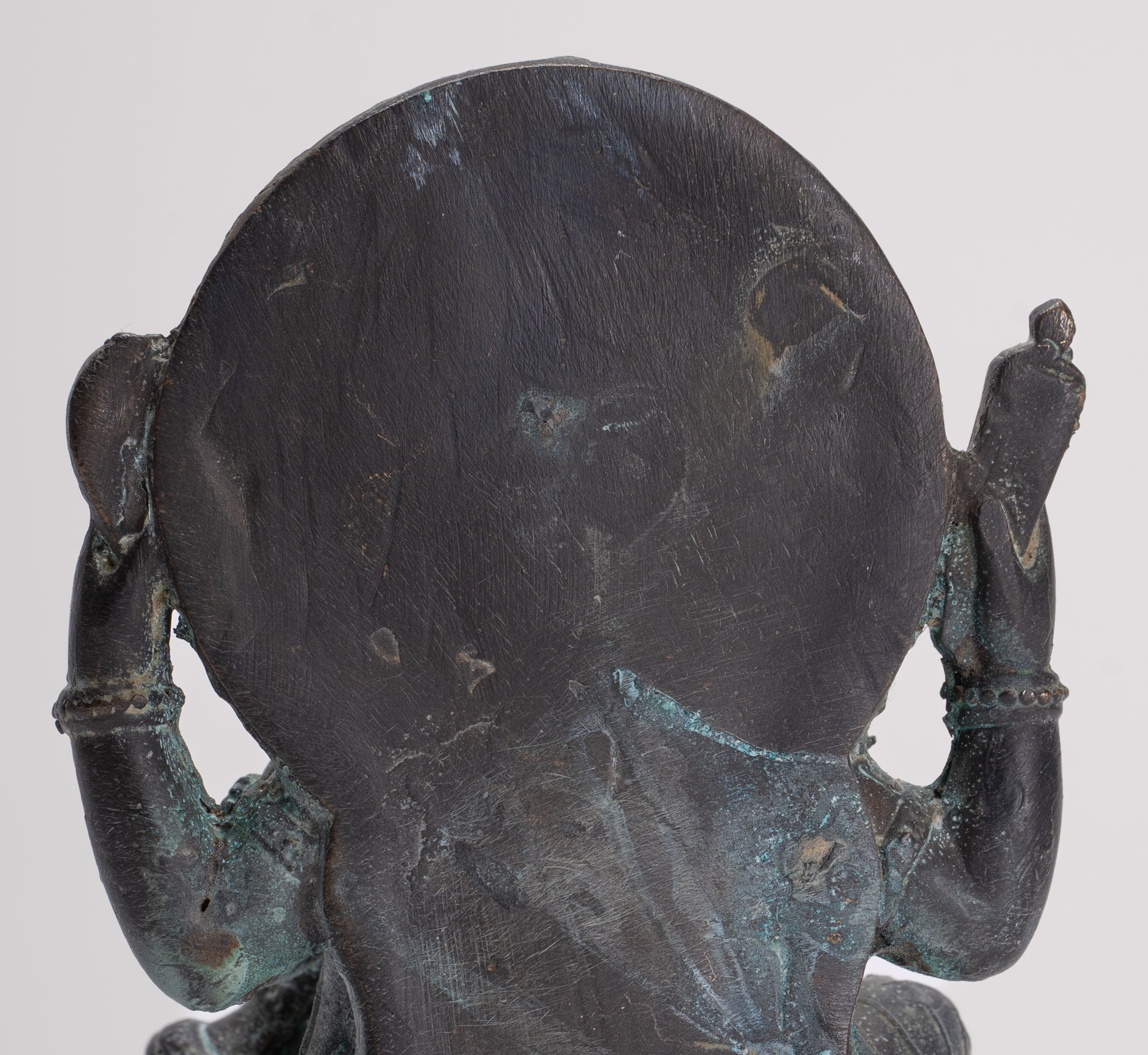 Ganesh - Antique Thai Style Bronze Seated Ganesh Statue - 15.5cm/6"