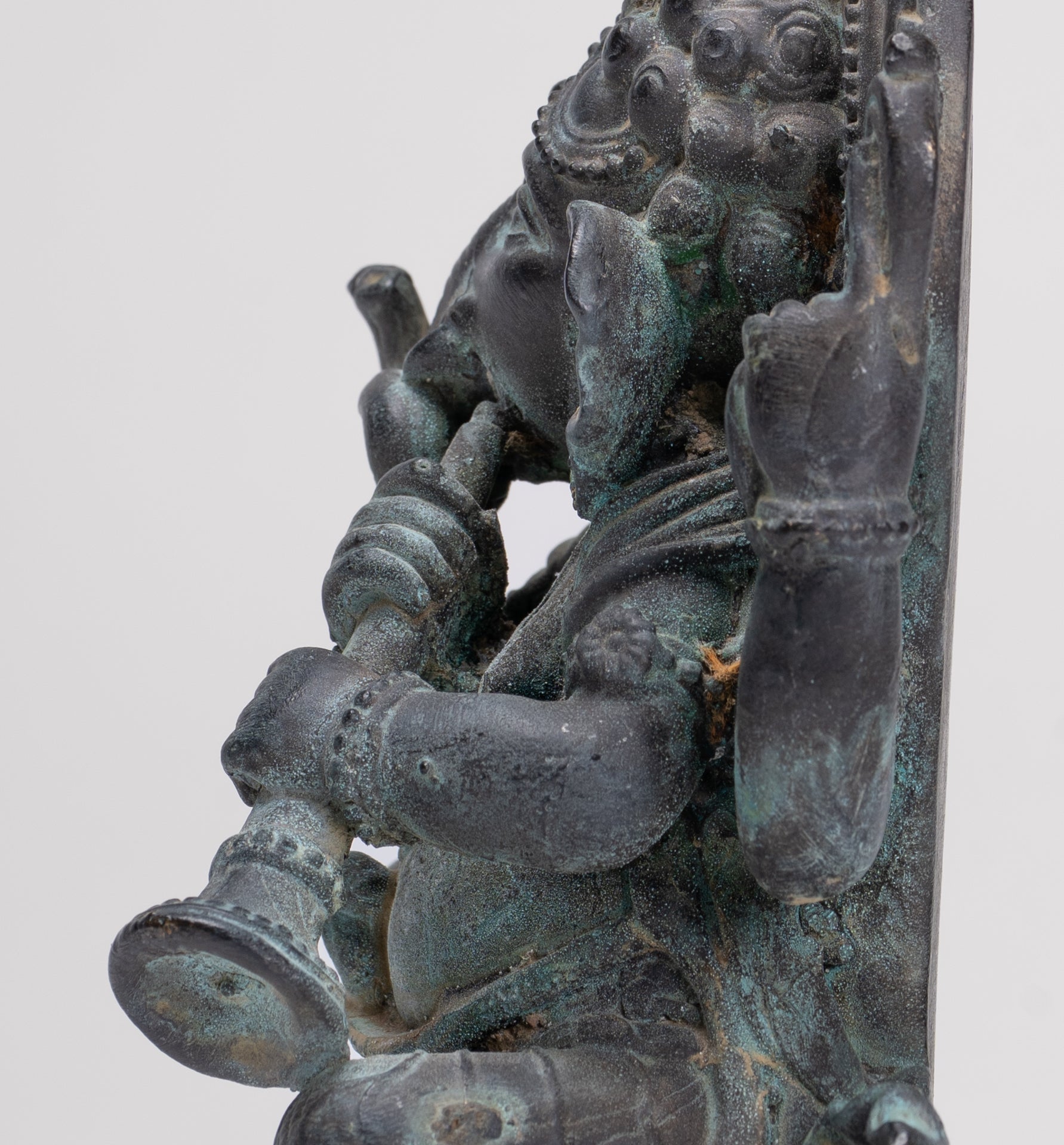 Ganesh - Antique Thai Style Bronze Seated Ganesh Statue - 15.5cm/6"