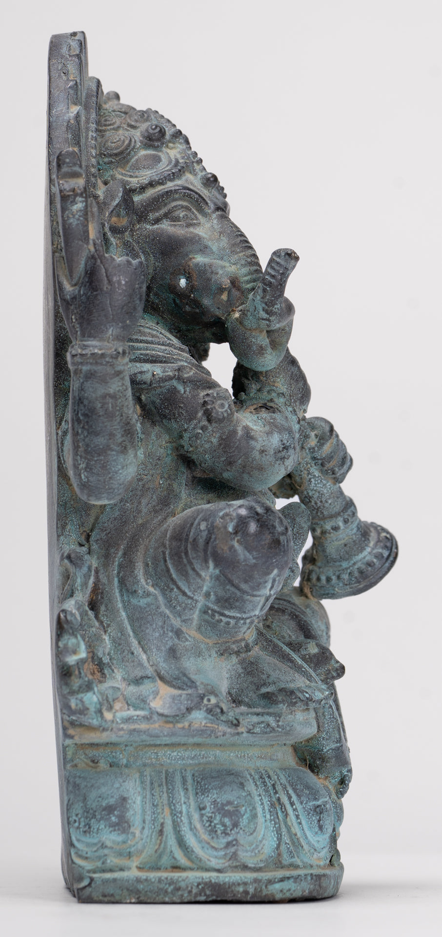 Ganesh - Antique Thai Style Bronze Seated Ganesh Statue - 15.5cm/6"