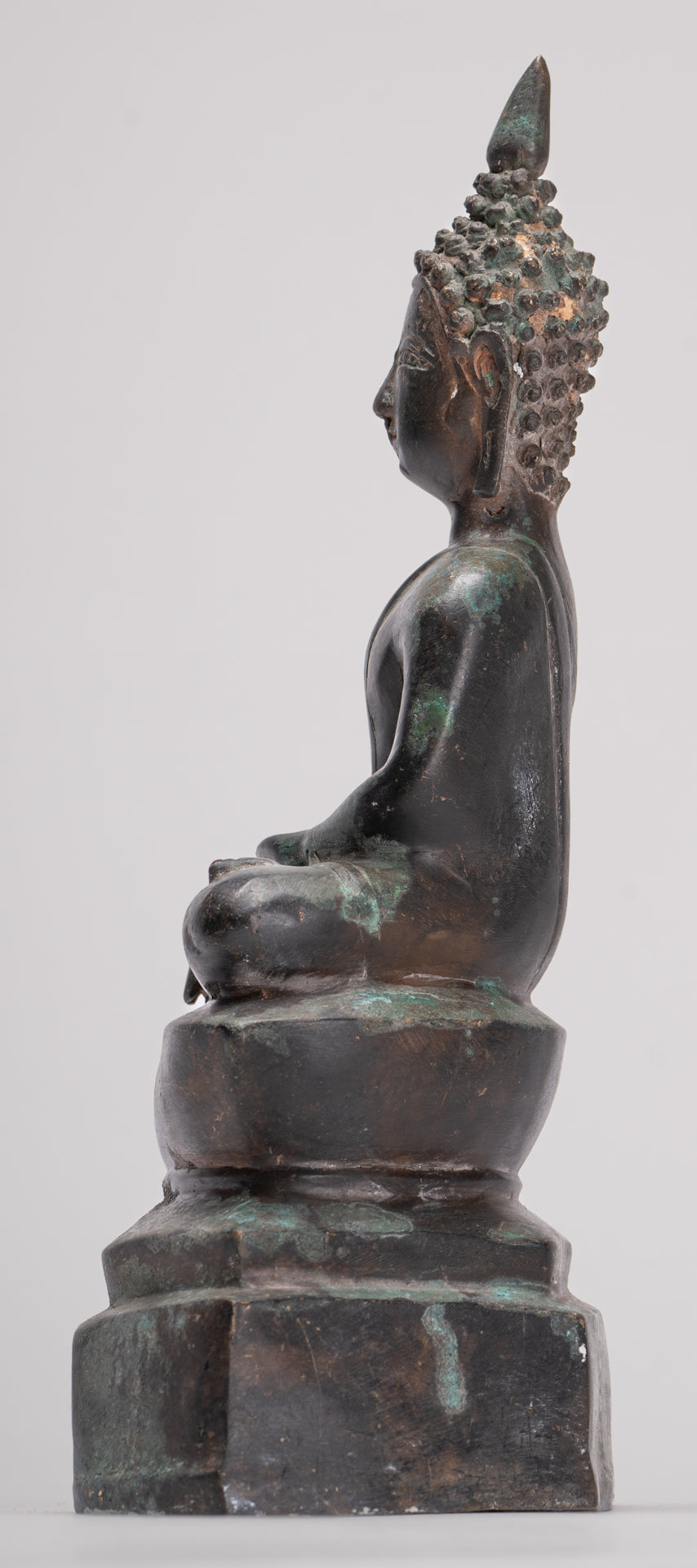 Buddha Statue - Antique Laos Style Bronze Enlightenment Buddha Statue - 29cm/12"