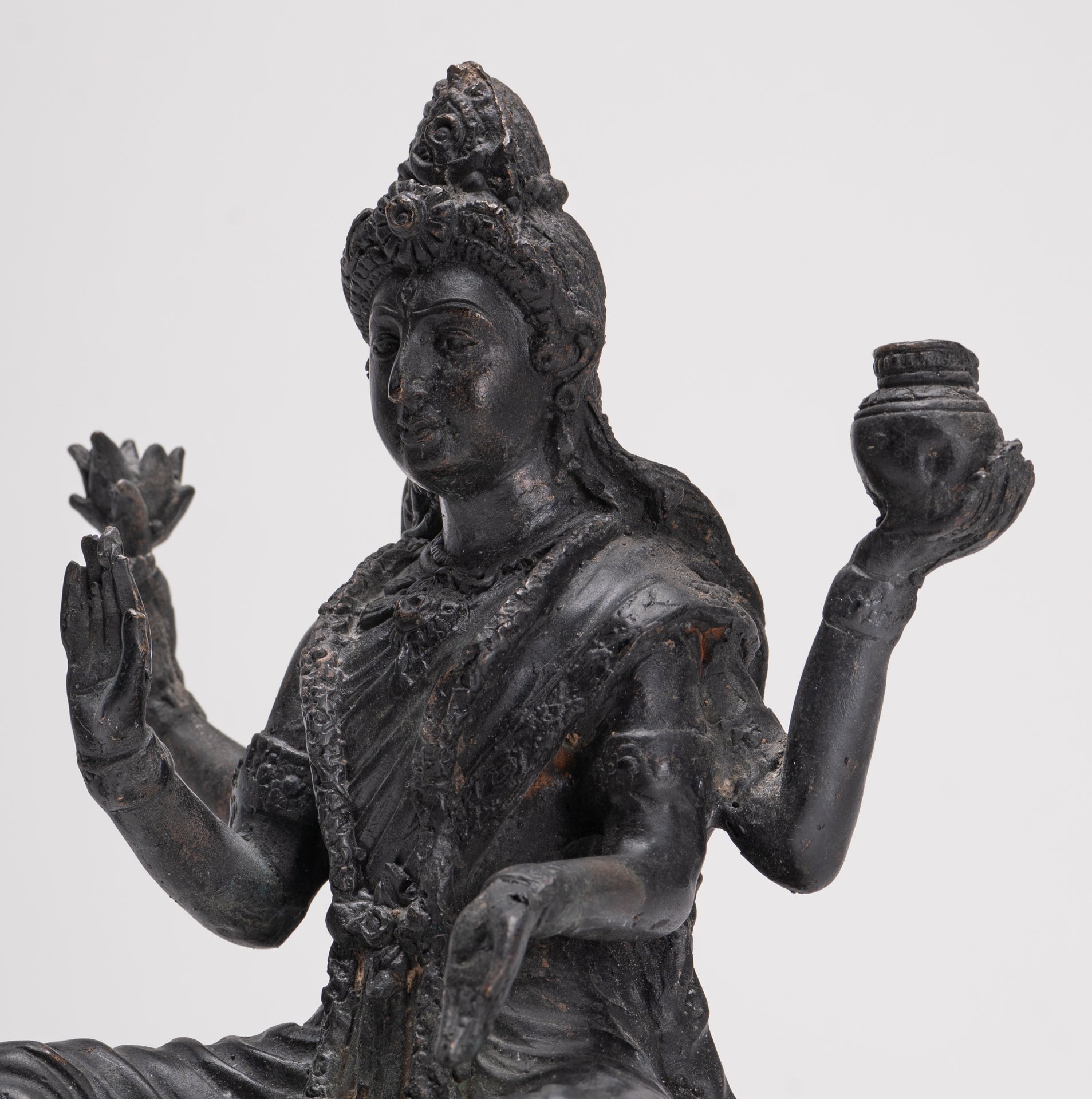 Shiva Statue - Antique Indian Style Bronze Seated 4-Arm Shiva Statue - 25cm/10"