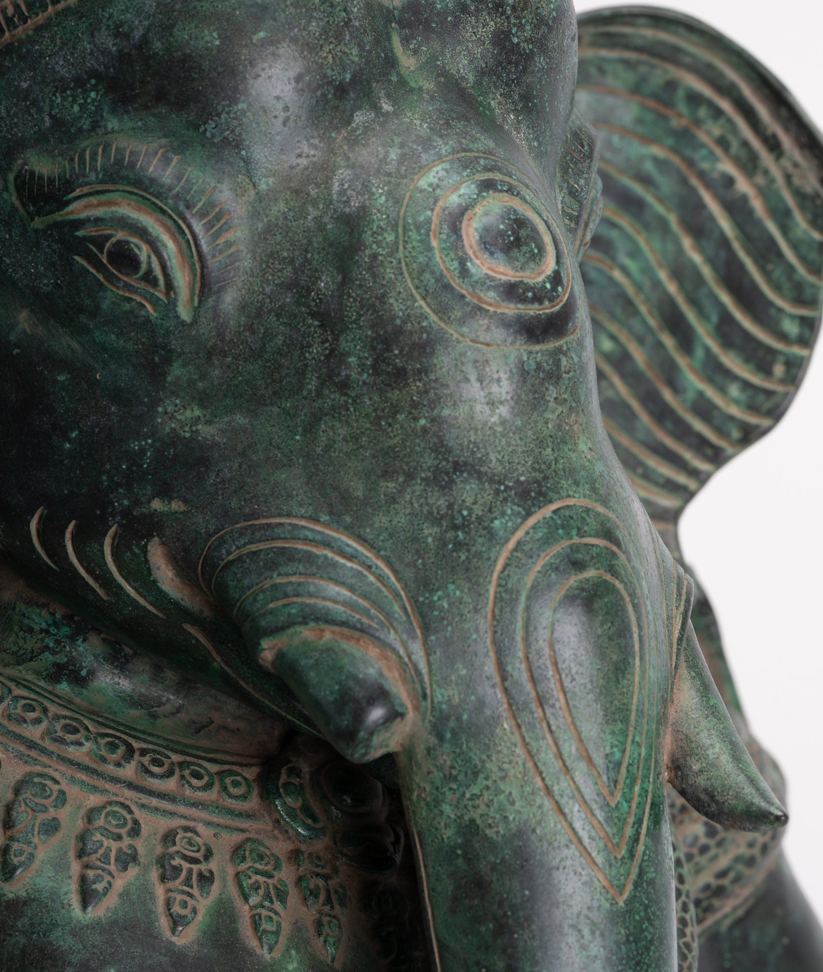 Ganesha Statue - Antique Khmer Style Bronze Seated Ganesha Statue - 63cm/24"