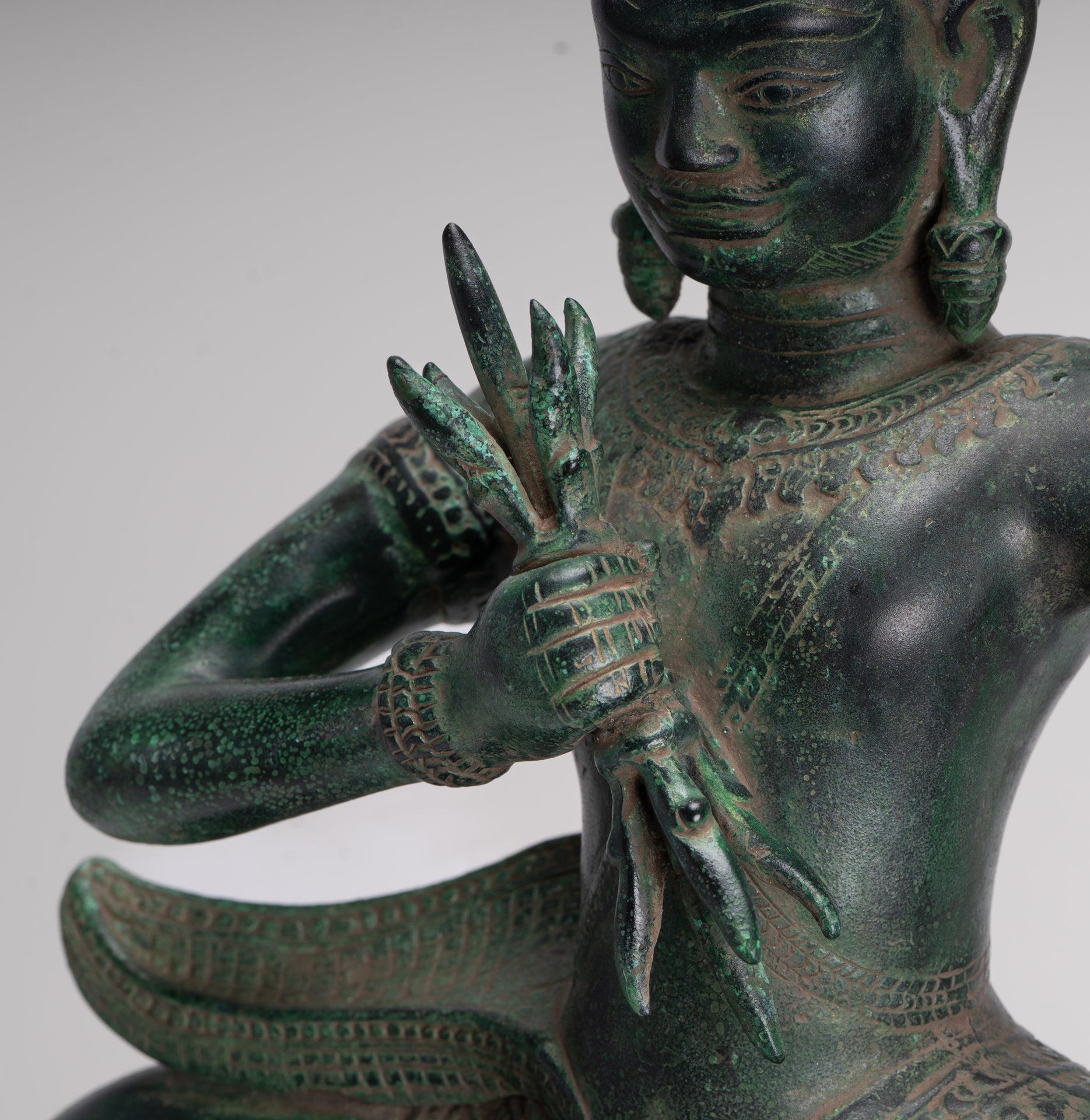 Indra Statue - Antique Khmer Style Bronze Erawan Airavata Statue with Indra - 59cm/24"