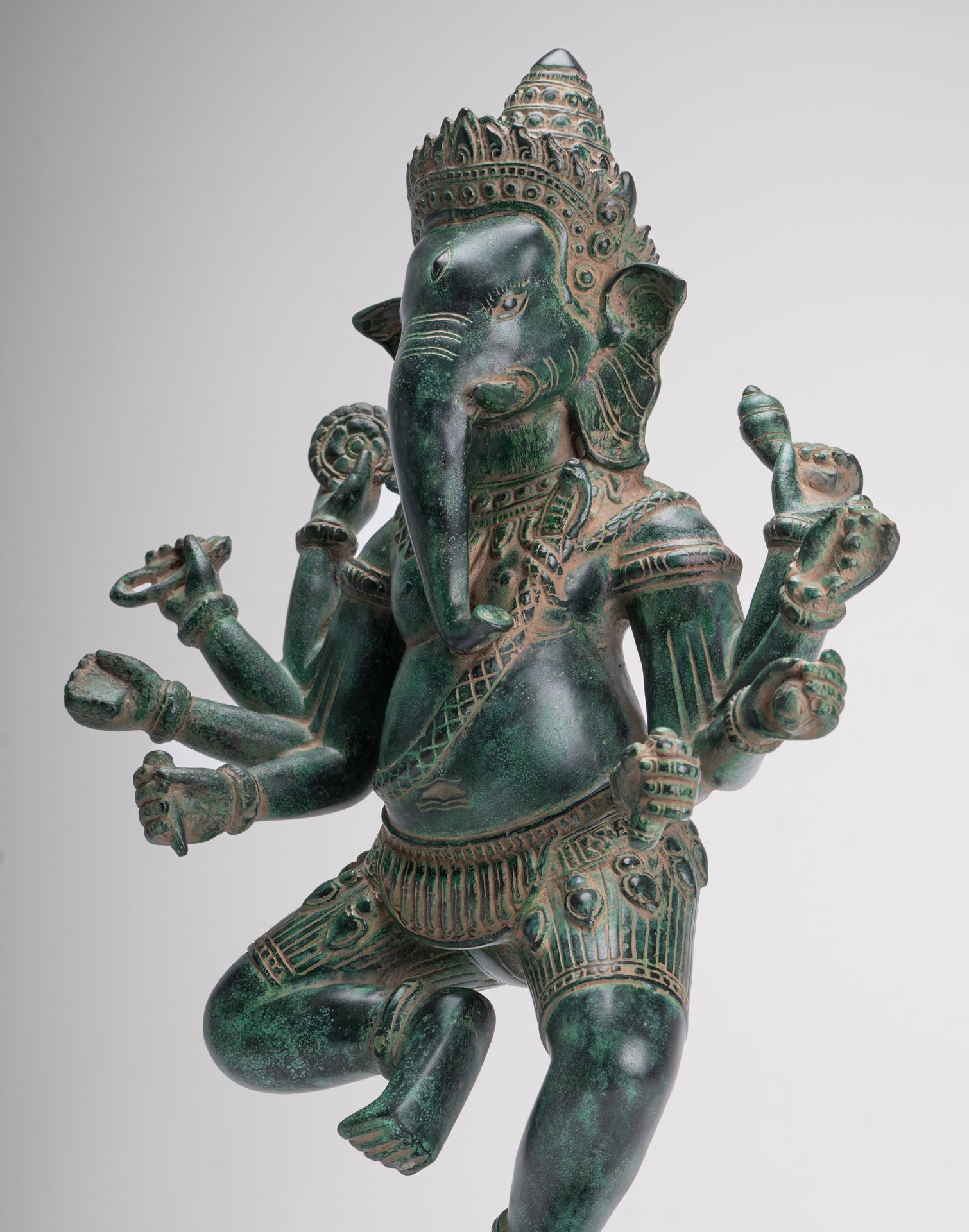 Ganesha Statue - Antique Khmer Style Bronze Dancing Ganesh Statue - 50cm/20"