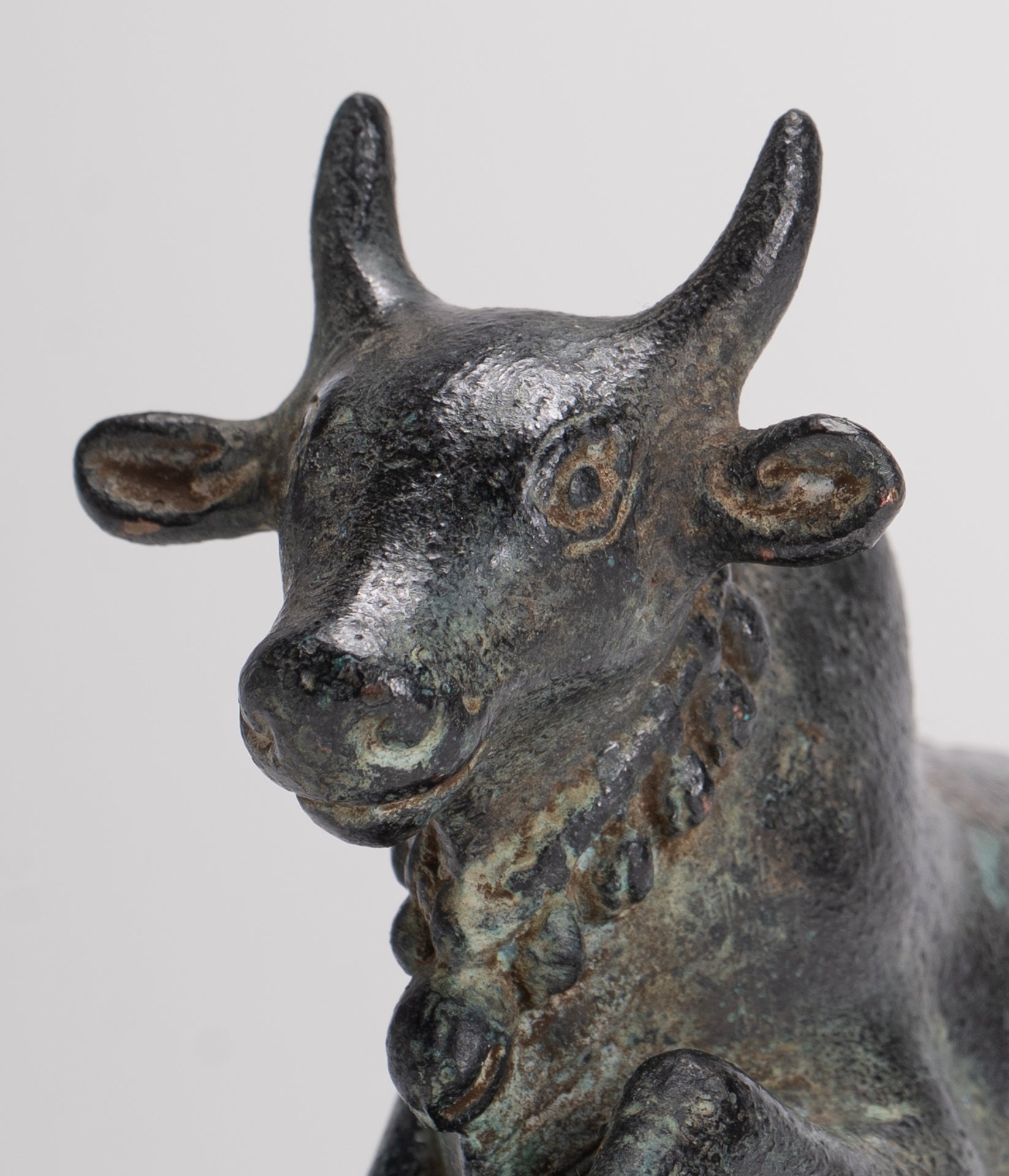 Antique Khmer Style Bronze Nandi Statue - Mount of Shiva - 10cm/4" Long